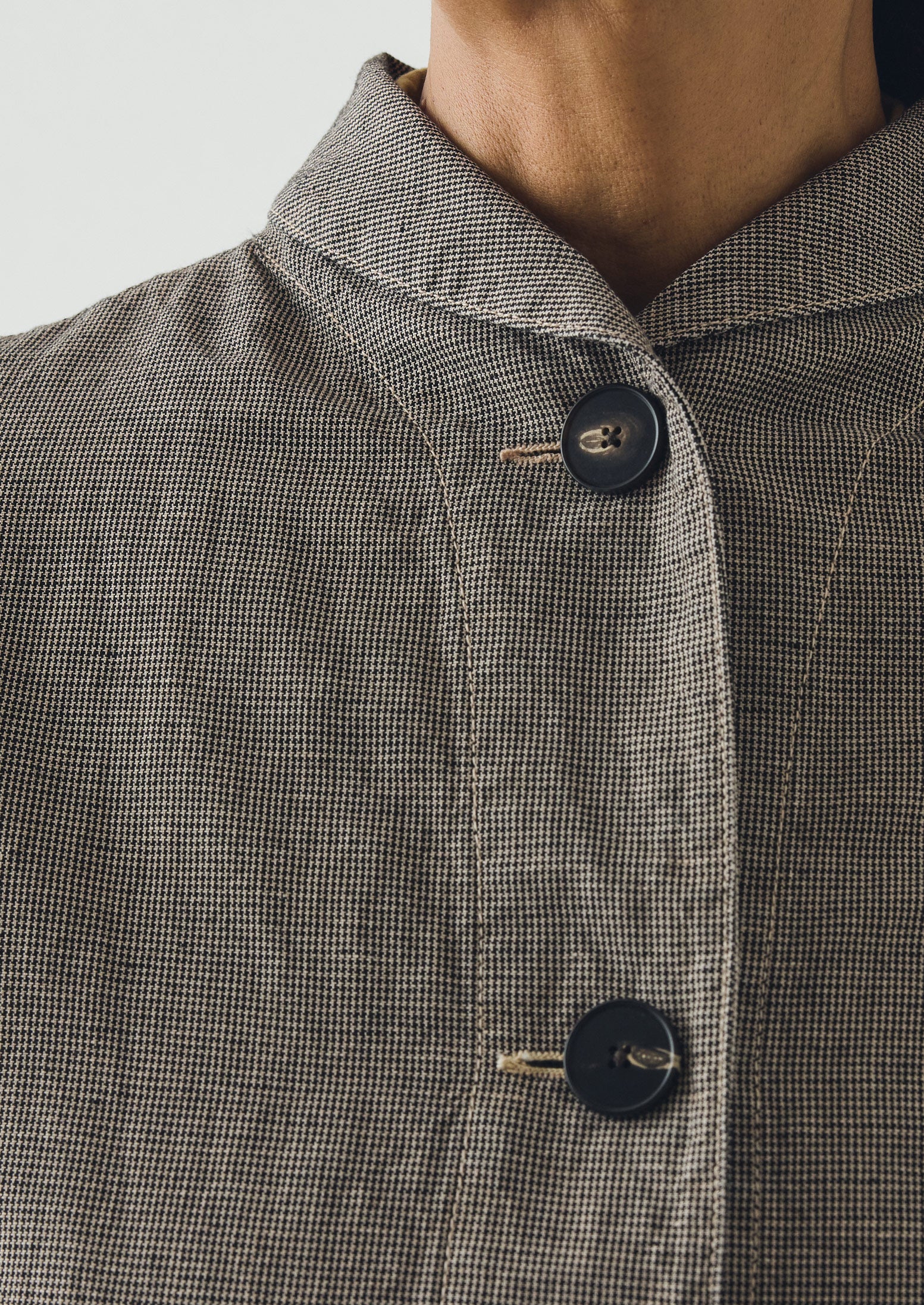 Hal Micro Houndstooth Cotton Linen Workwear Jacket | Vintage White/Black - Image 6