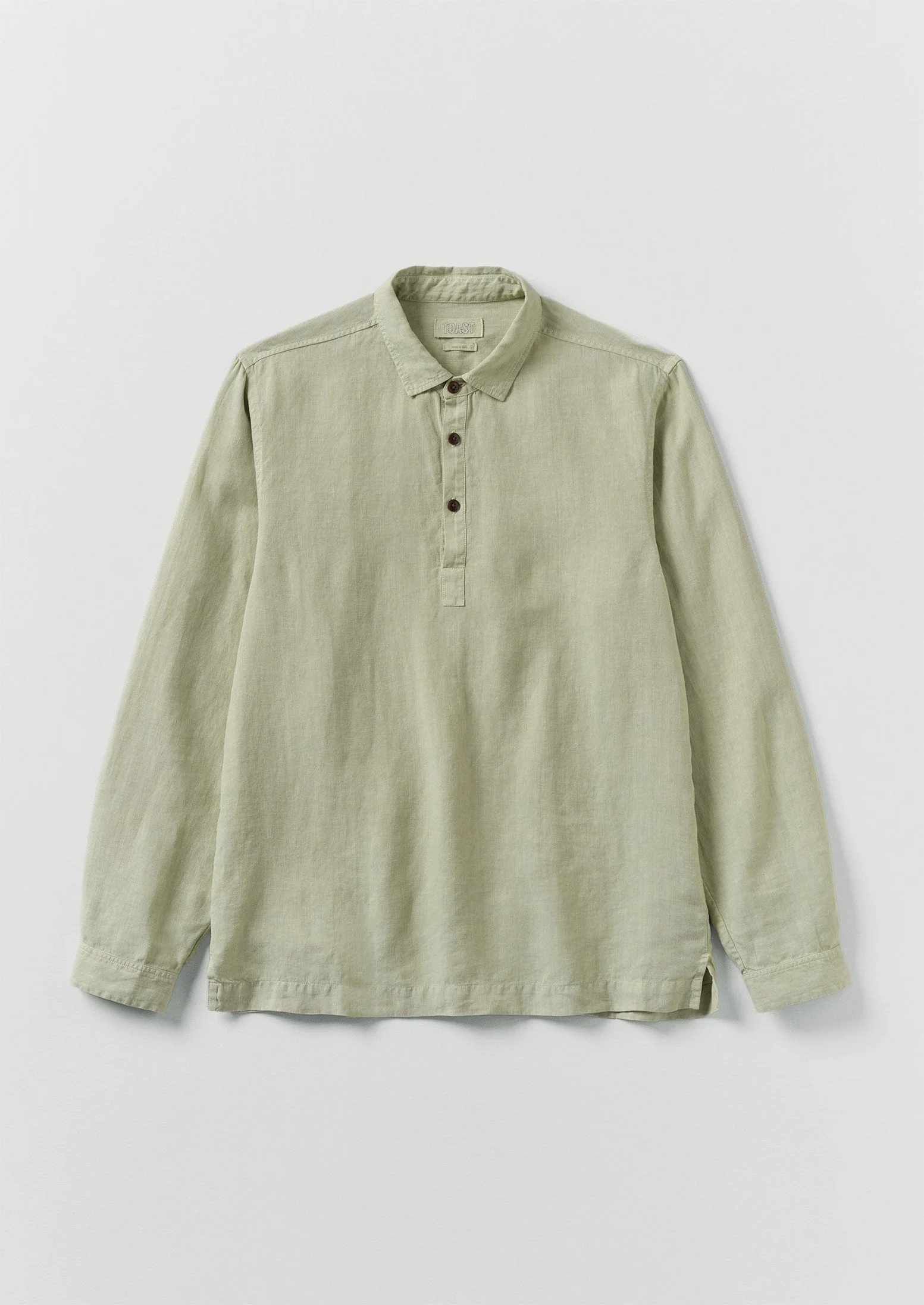 Half Placket Linen Shirt | Pebble