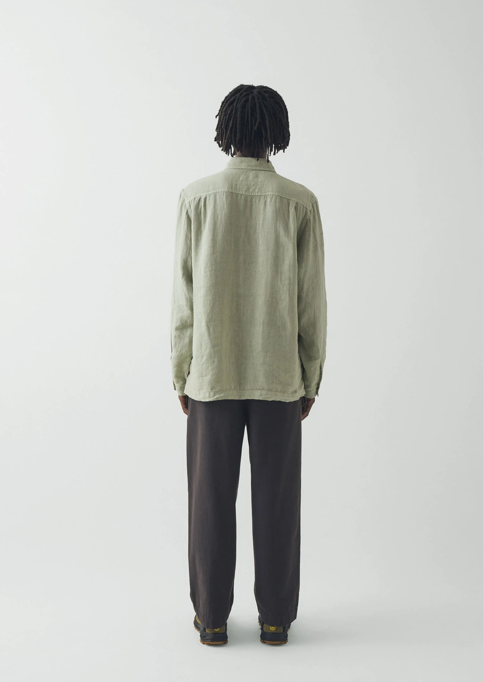 Half Placket Linen Shirt | Pebble - Image 5
