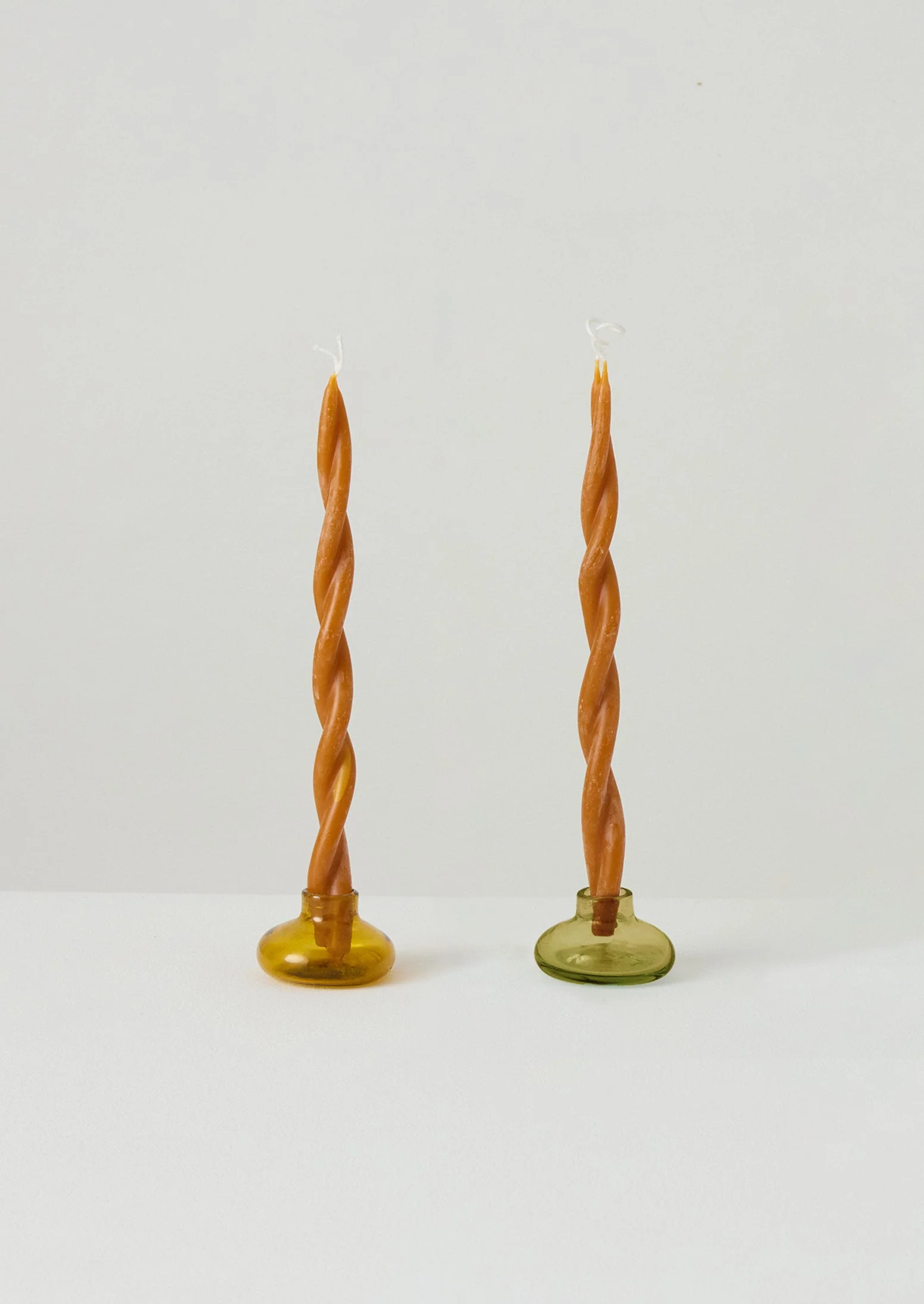 Hand Blown Glass Candle Holder | Olive - Image 4