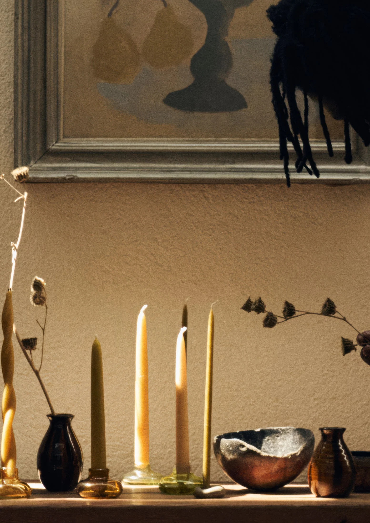 Hand Blown Glass Candle Holder | Olive - Image 5