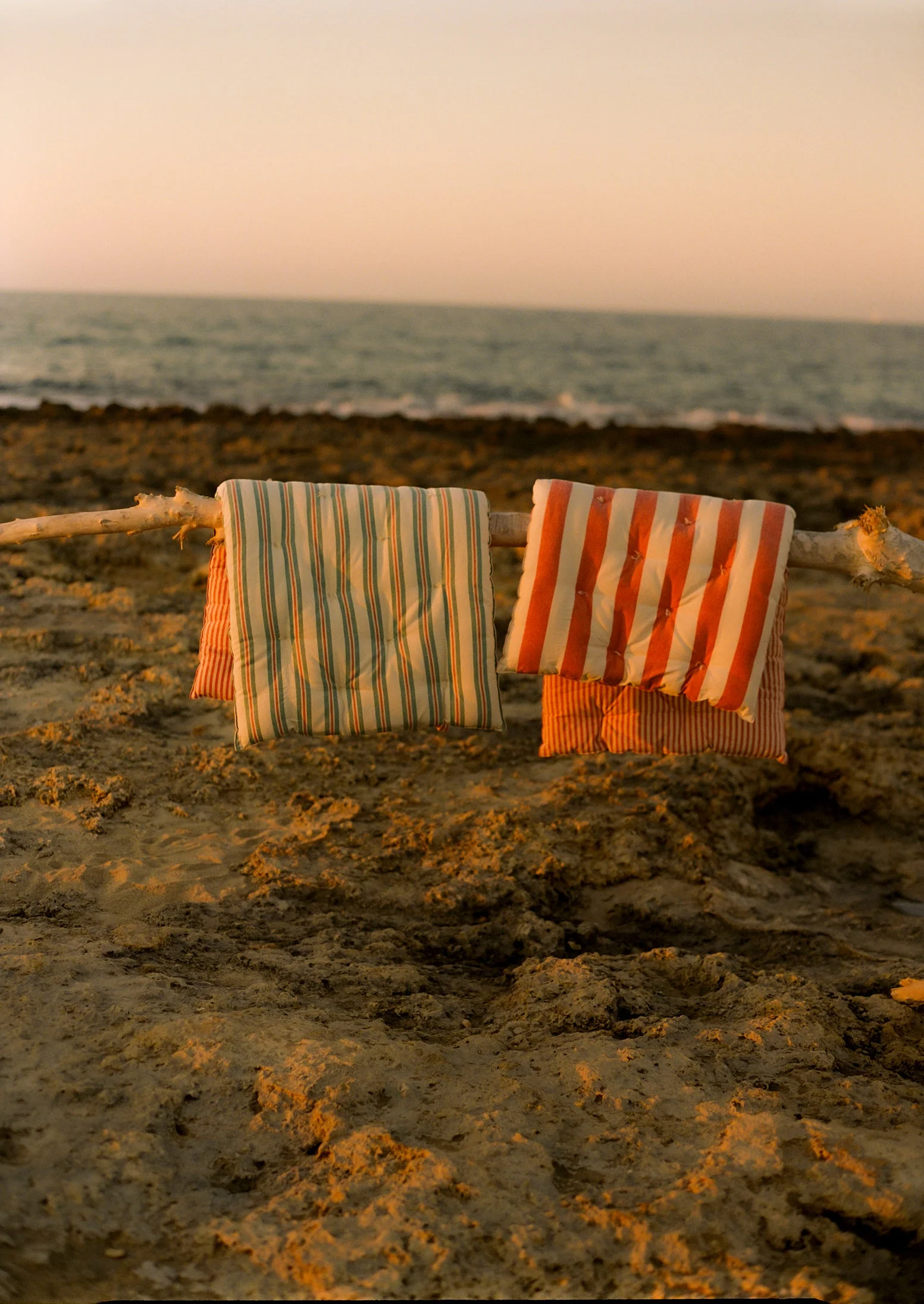 Hand Woven Market Stripe Summer Mattress | Basil/Poppy - Image 4