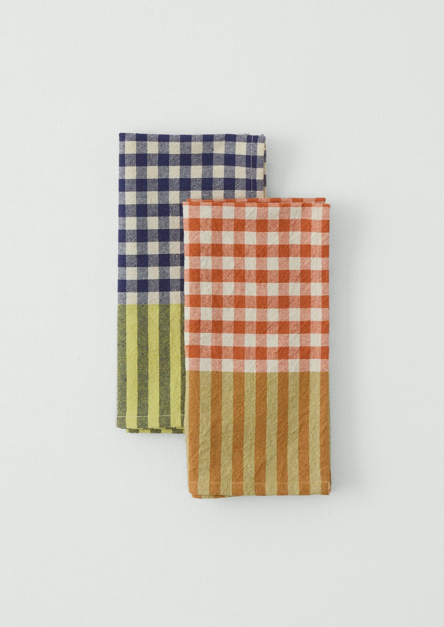 Hand Woven Siesta Check Napkin | Peach/Bright Olive - Image 3
