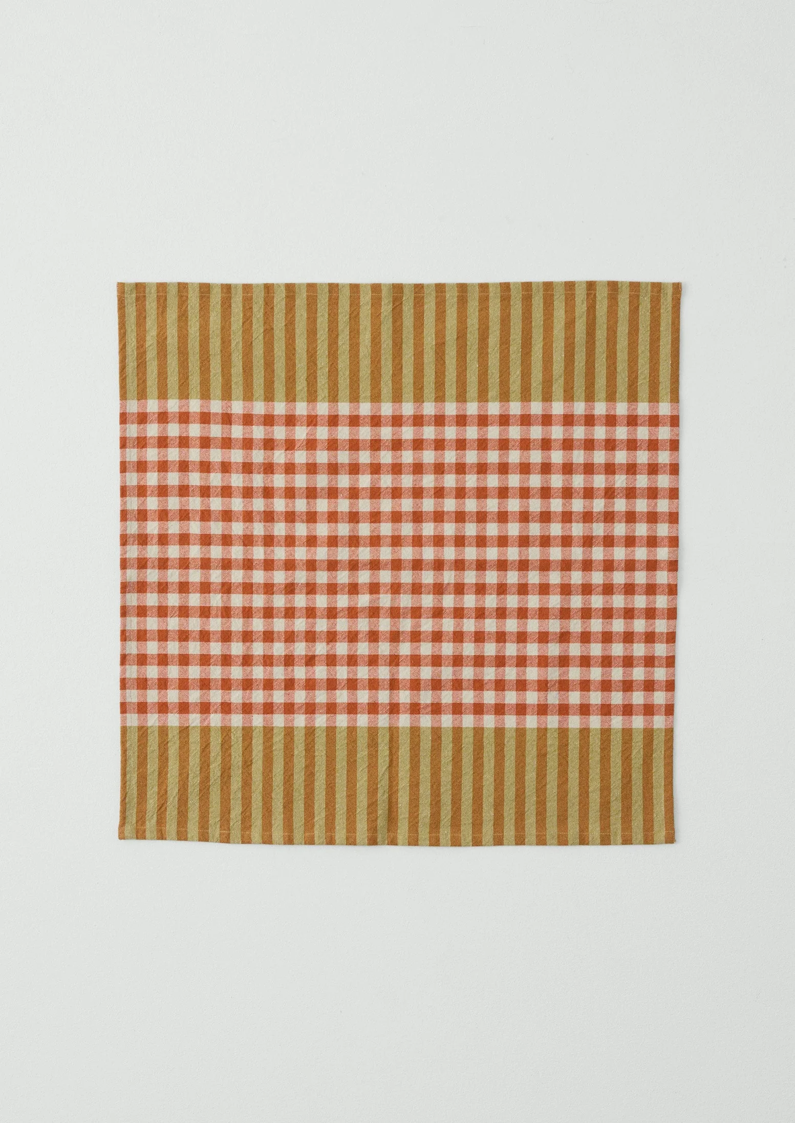 Hand Woven Siesta Check Napkin | Peach/Bright Olive - Image 4