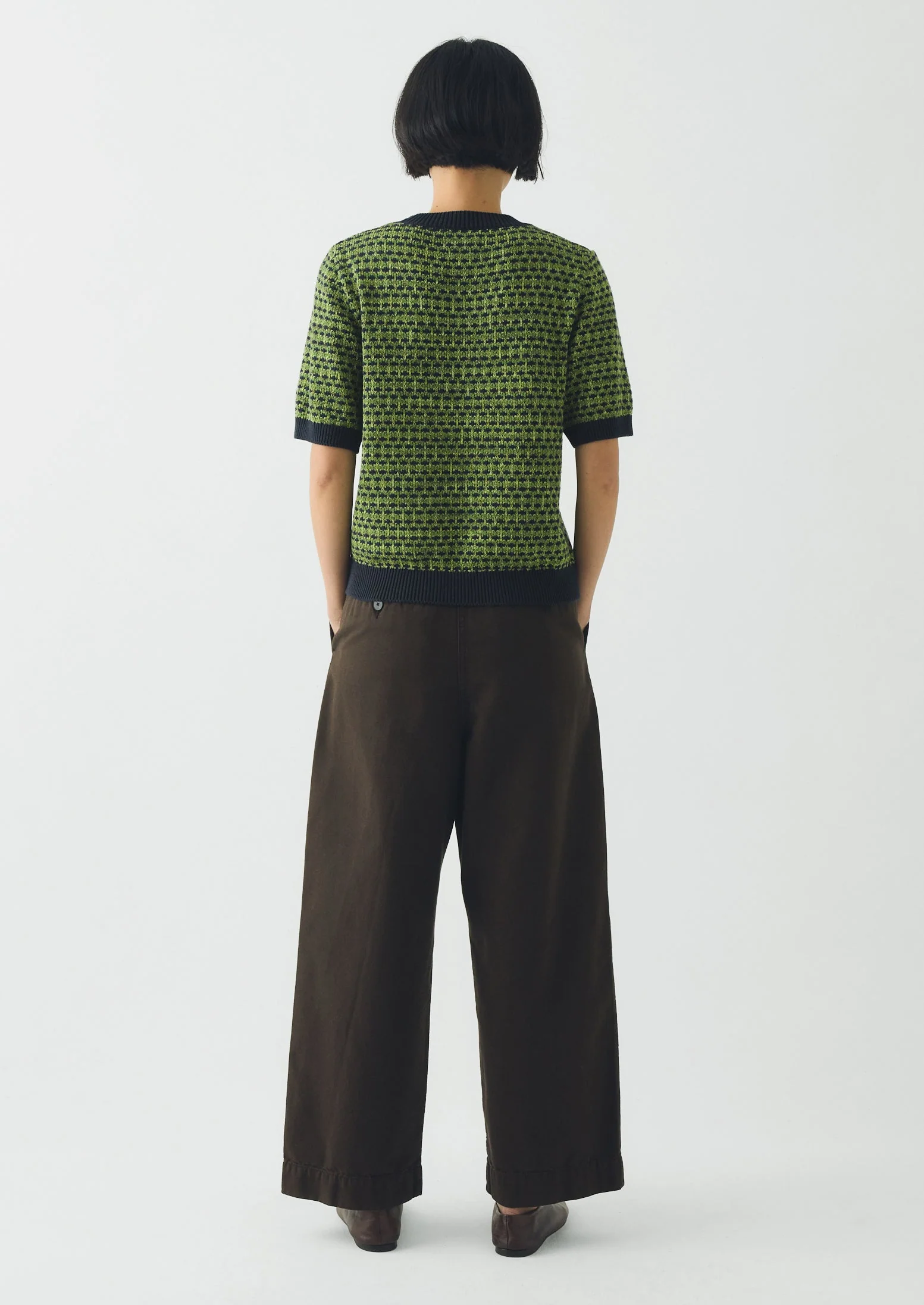 Jacquard Knitted Cotton Top | Green Multi - Image 5