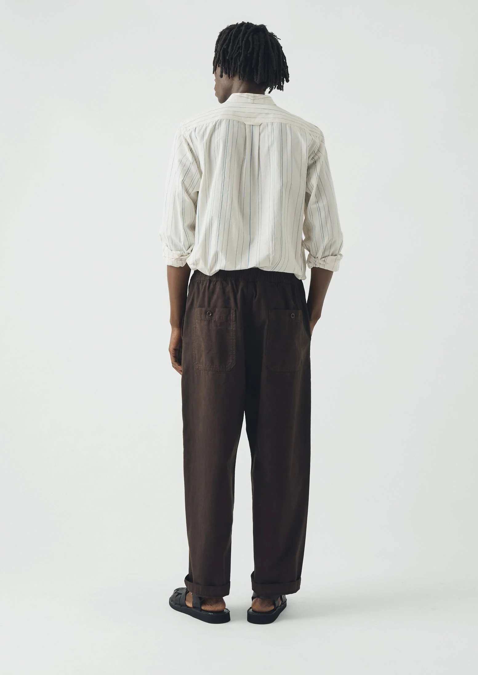 Jasper Irregular Stripe Cotton Shirt | Ecru/Cobalt - Image 5