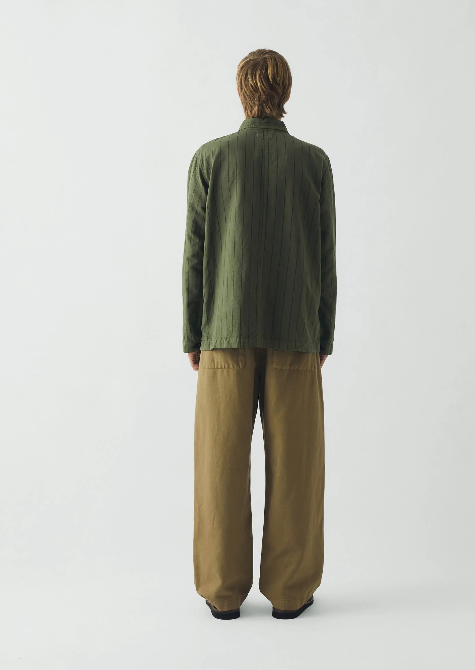 Jude Wide Leg Cotton Twill Pants | Olive Leaf - Image 4