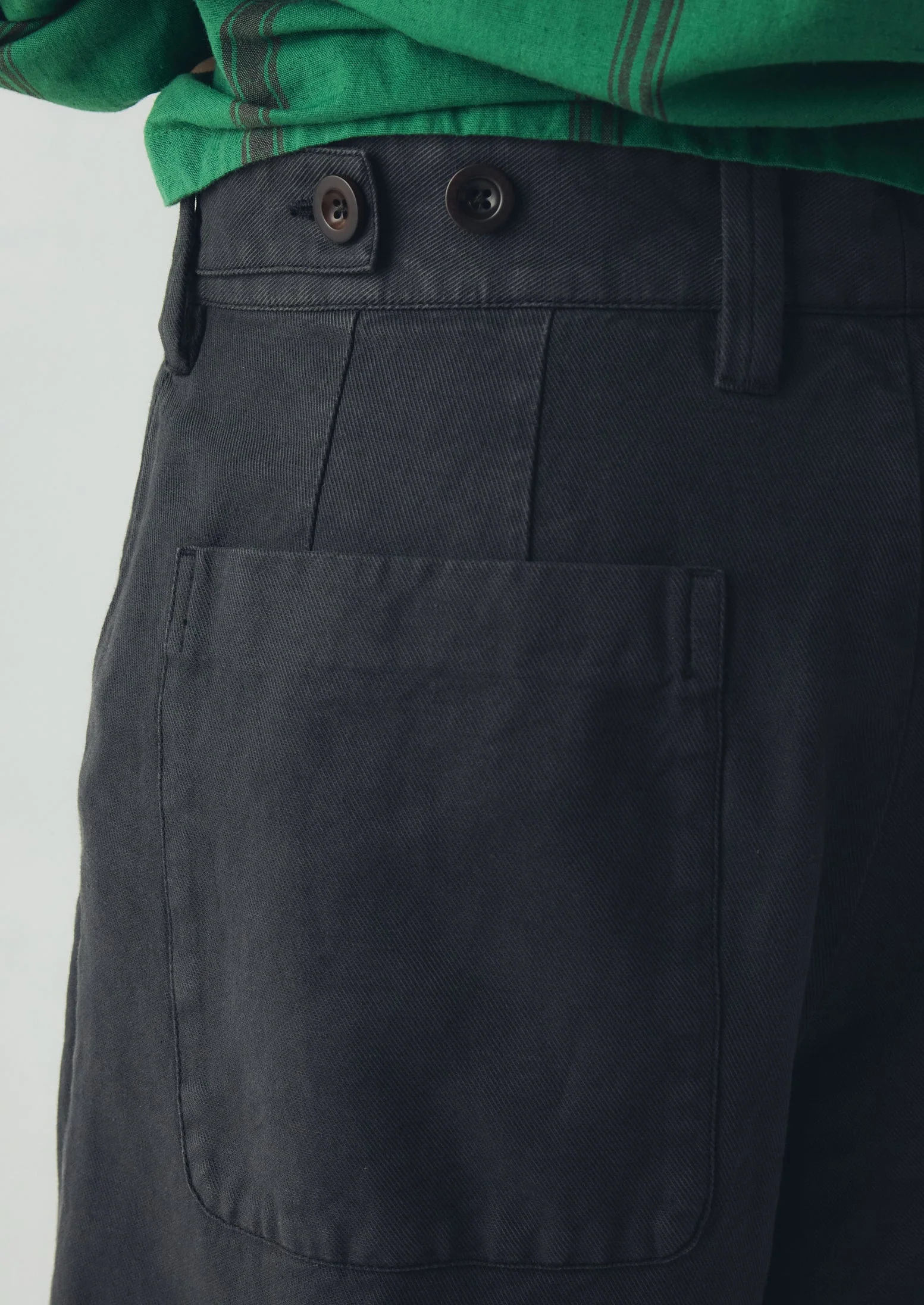Jude Wide Leg Cotton Twill Pants | Soft Black - Image 4