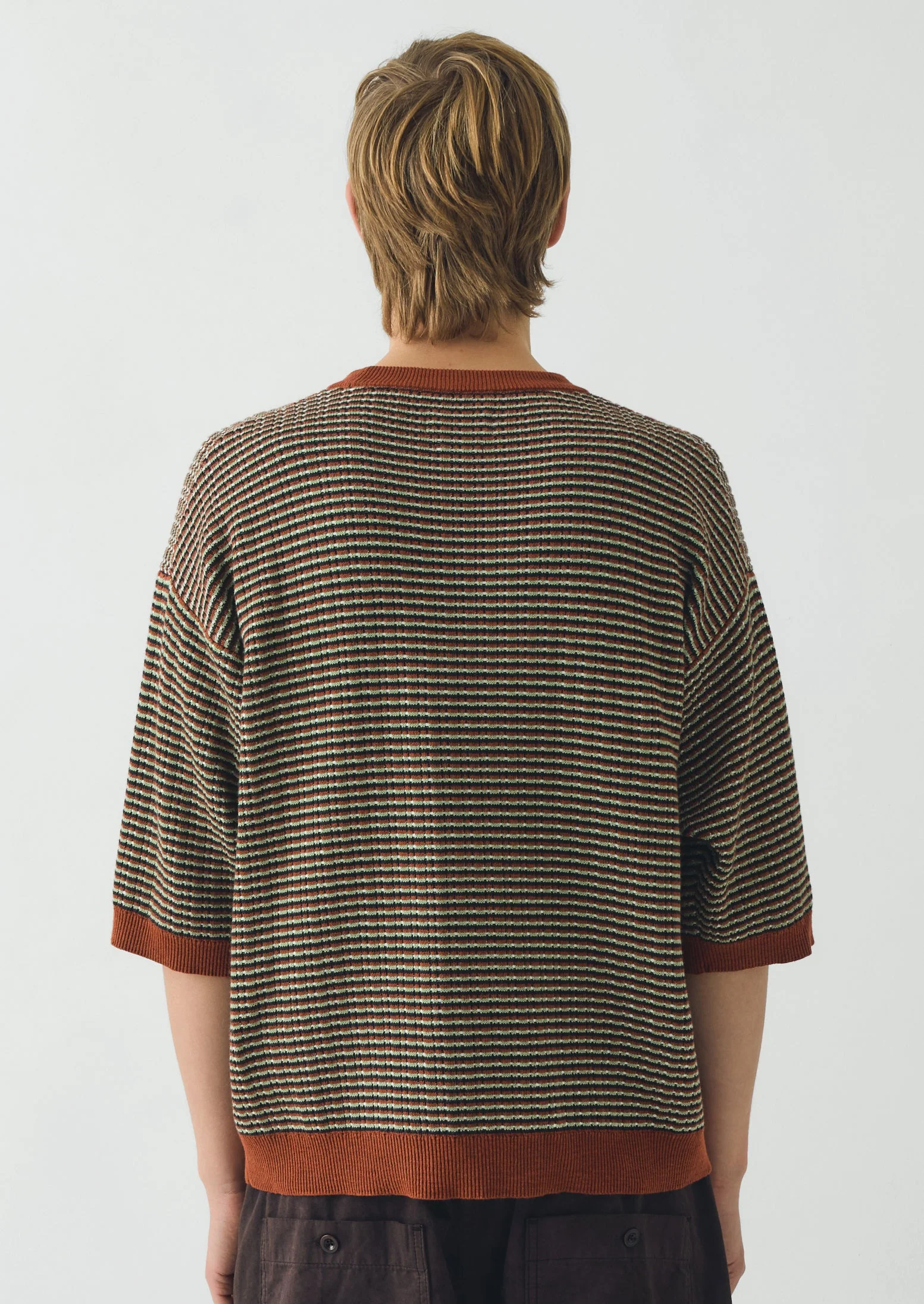 Knitted Cotton Tee | Green Multi - Image 5
