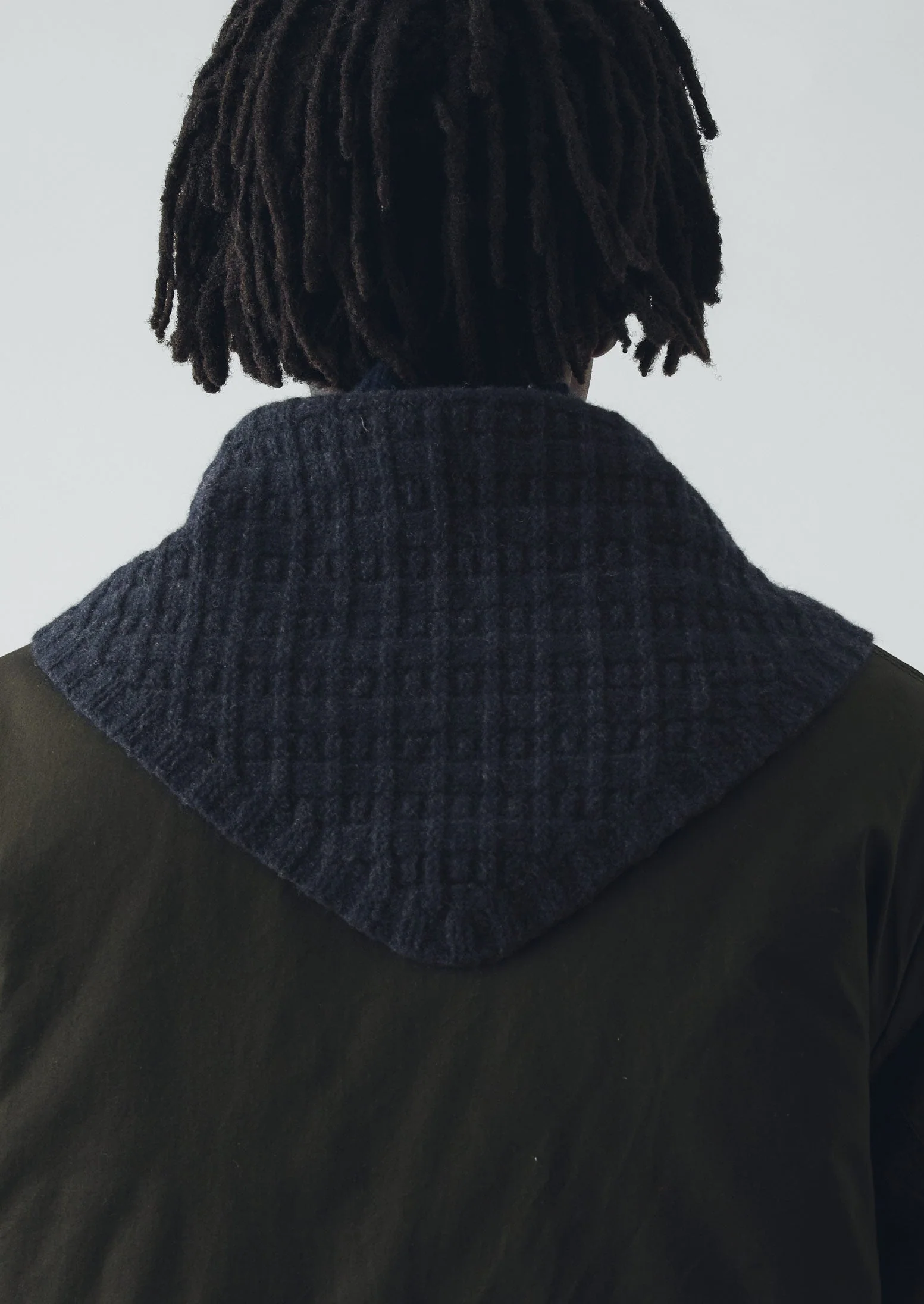 Knitted Wool Bandana | Indigo Melange - Image 6