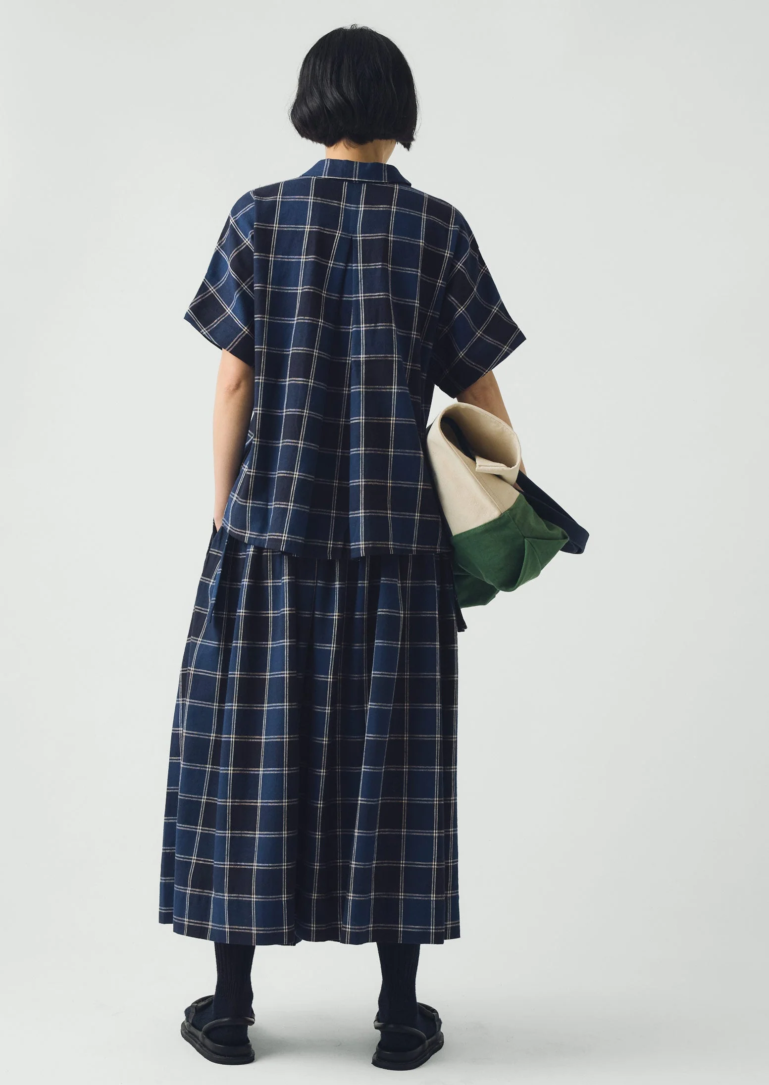 Market Check Cotton Linen Shirt | Denim Blue - Image 5