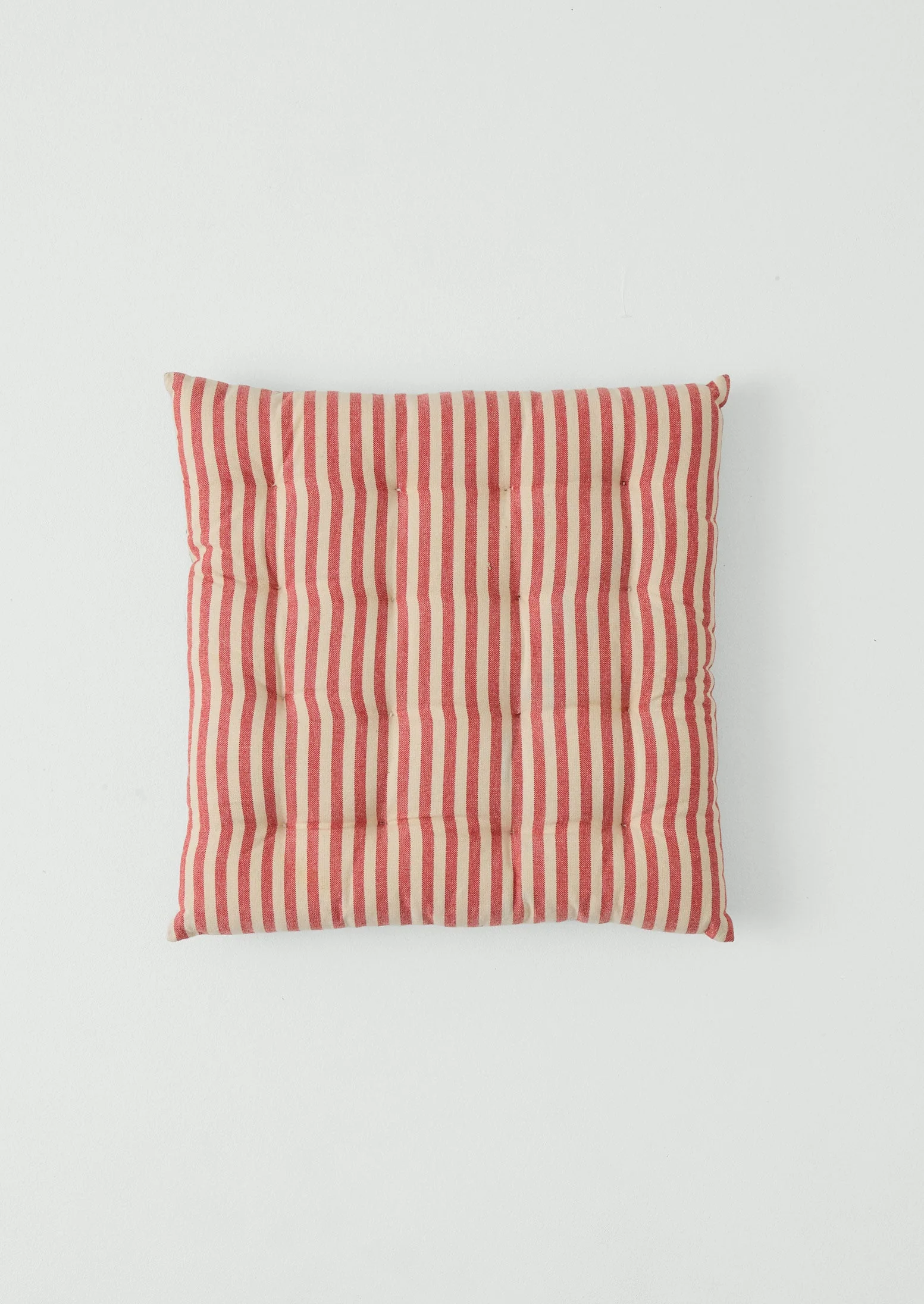 Market Stripe Hand Woven Seat Pad | Bright Red/Ecru - Image 2