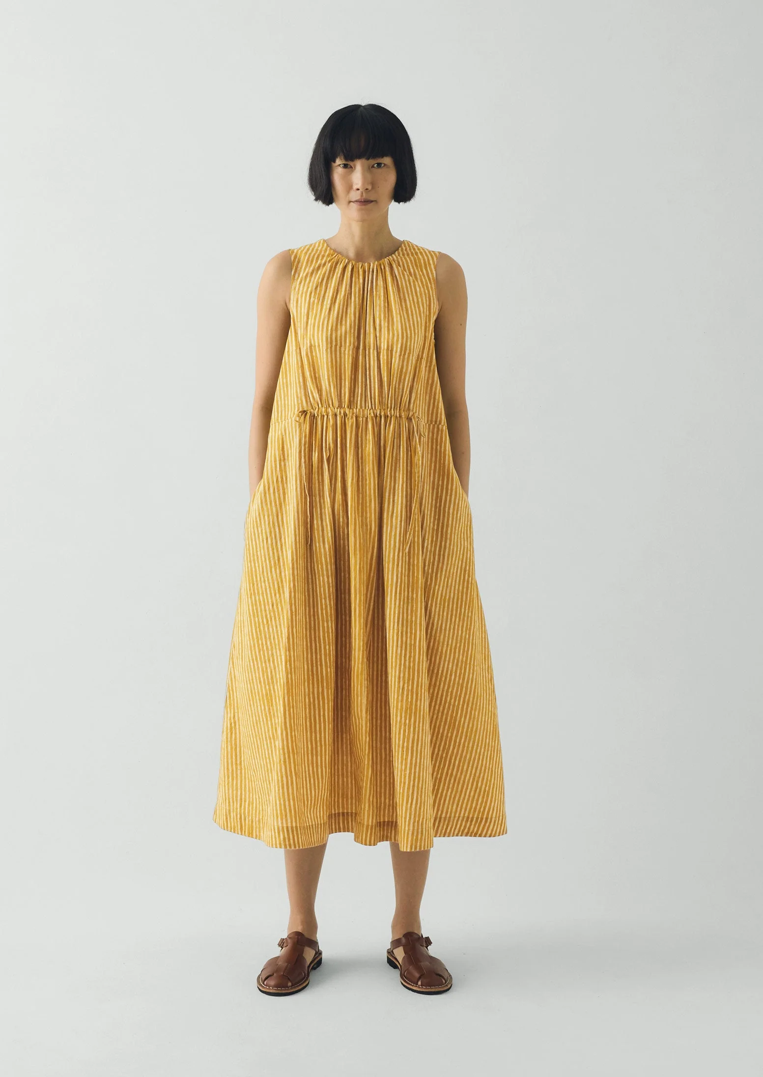 Martha Natural Dye Stripe Cotton Dress | Turmeric - Image 4