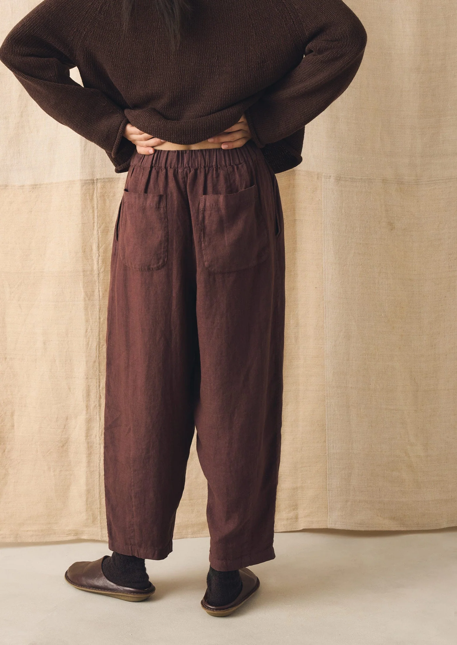 Minako Garment Dyed Linen Pants | Fig - Image 5