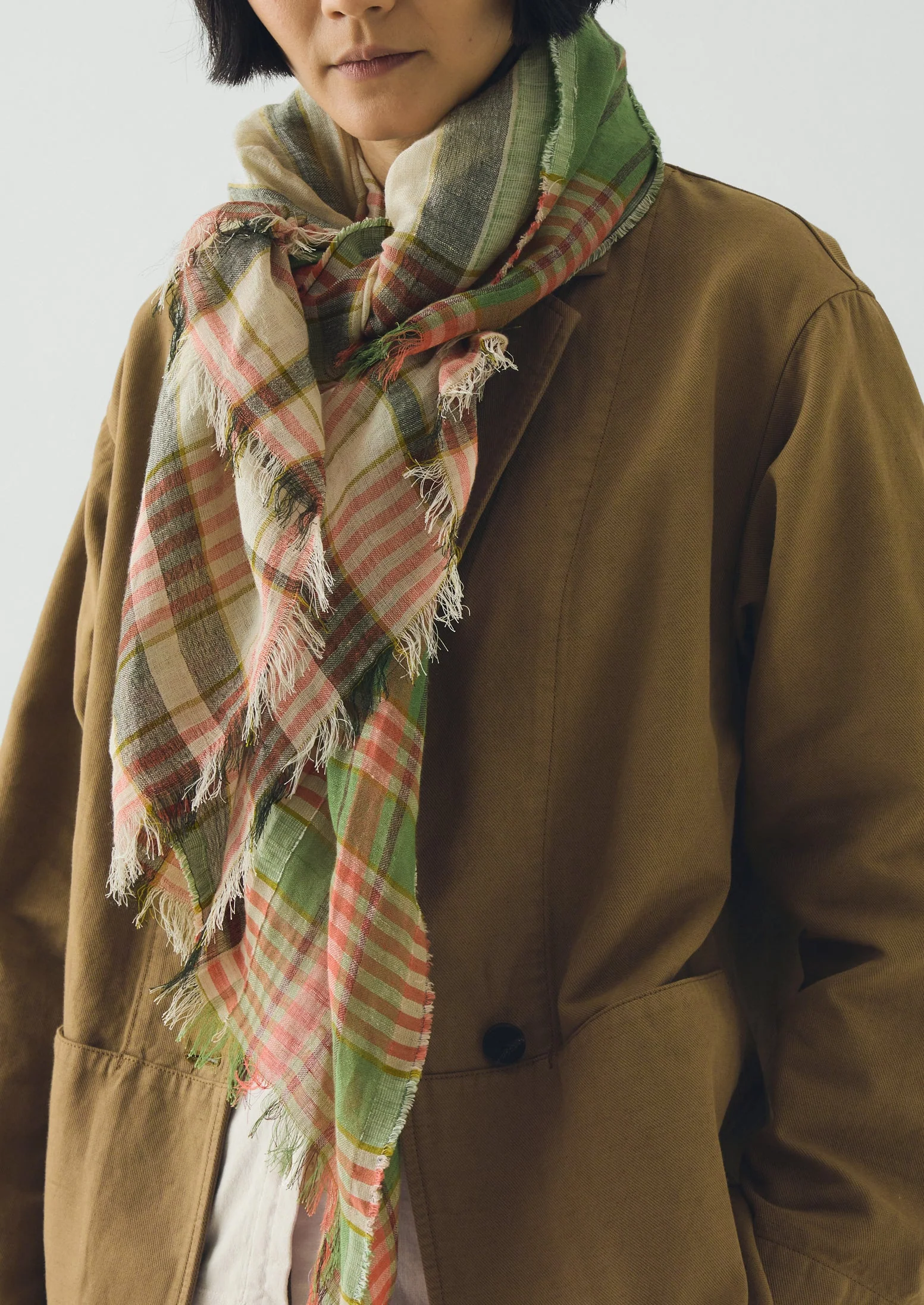 Mixed Stripe Scarf | Avocado Rind/Jade - Image 2