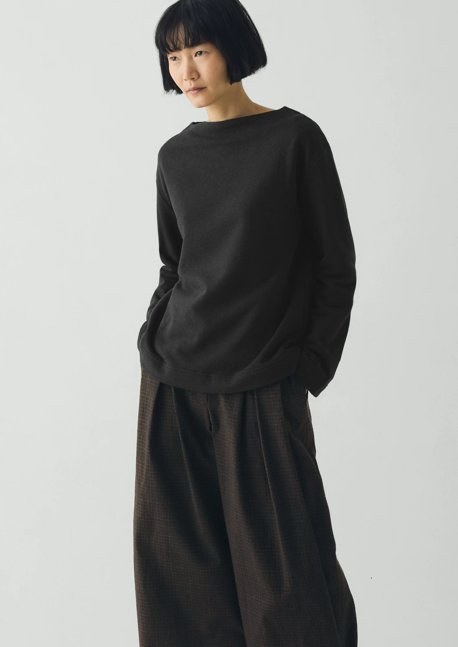 Mock Neck Cotton Hemp Sweater | Dark Charcoal - Image 3