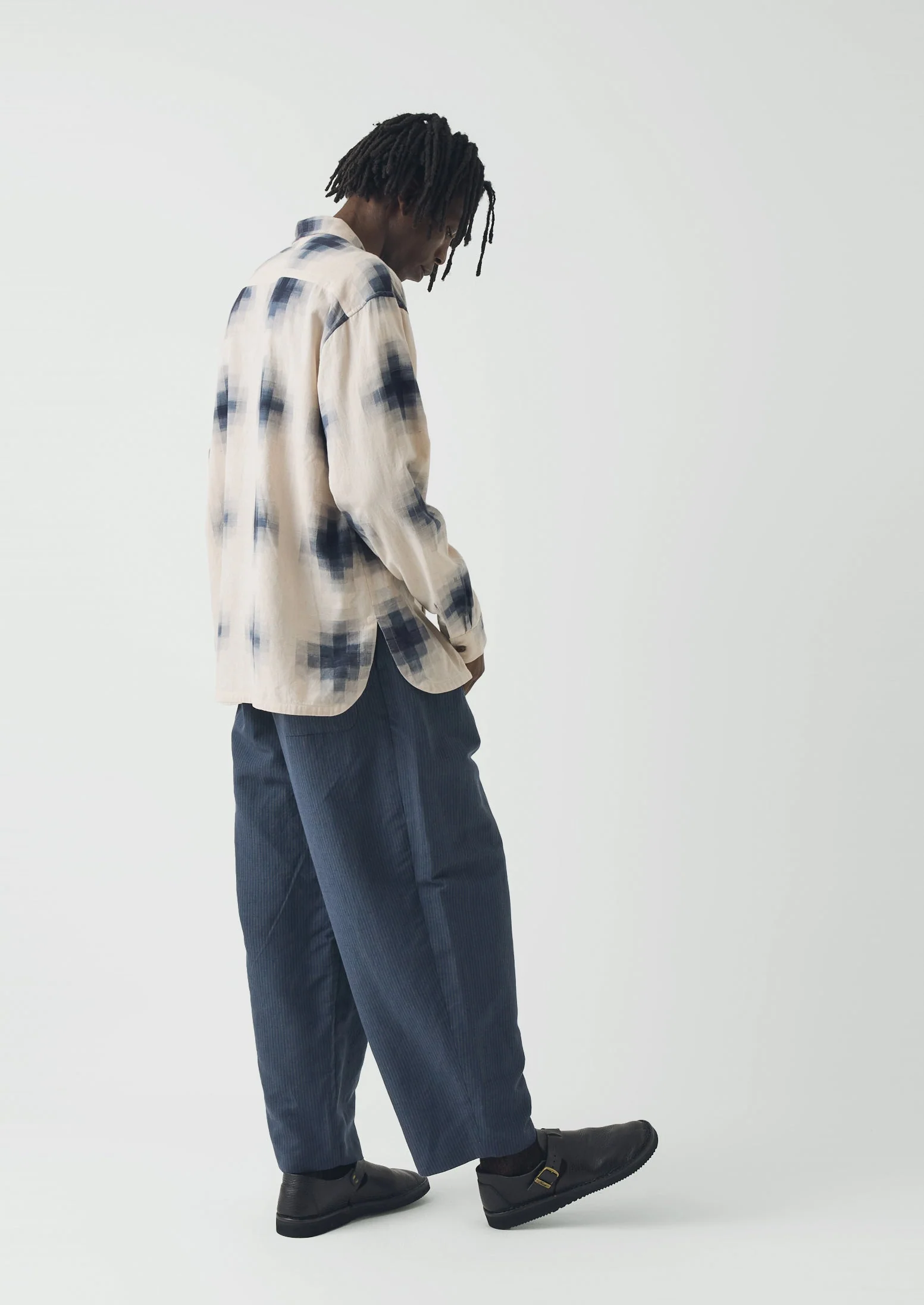 Mosaic Cotton Ikat Shirt | Slate/Putty - Image 4