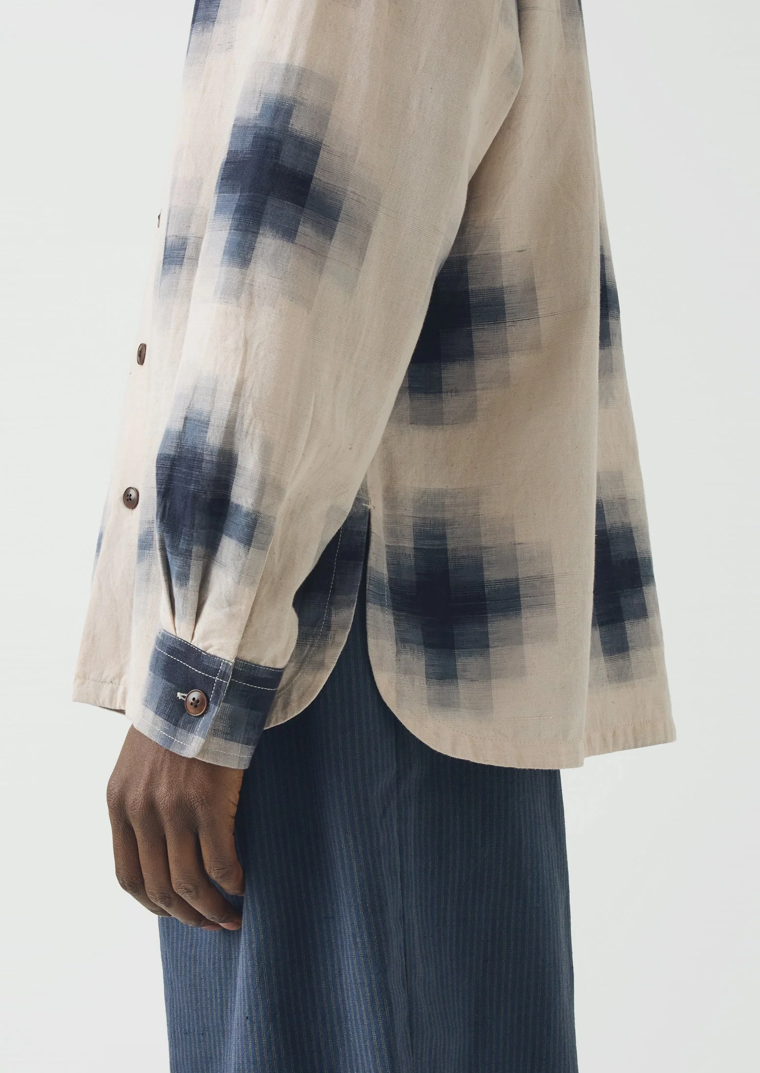 Mosaic Cotton Ikat Shirt | Slate/Putty - Image 7