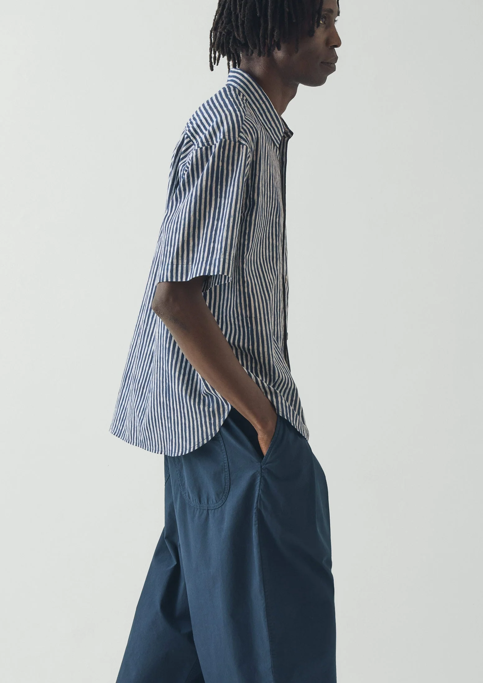 Natural Dye Stripe Cotton Shirt | Indigo - Image 3