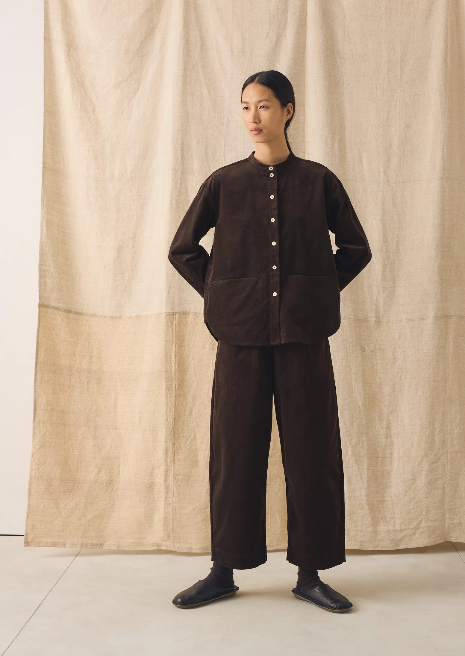 Barrel Leg Organic Cord Pants | Bitter Chocolate - Image 2