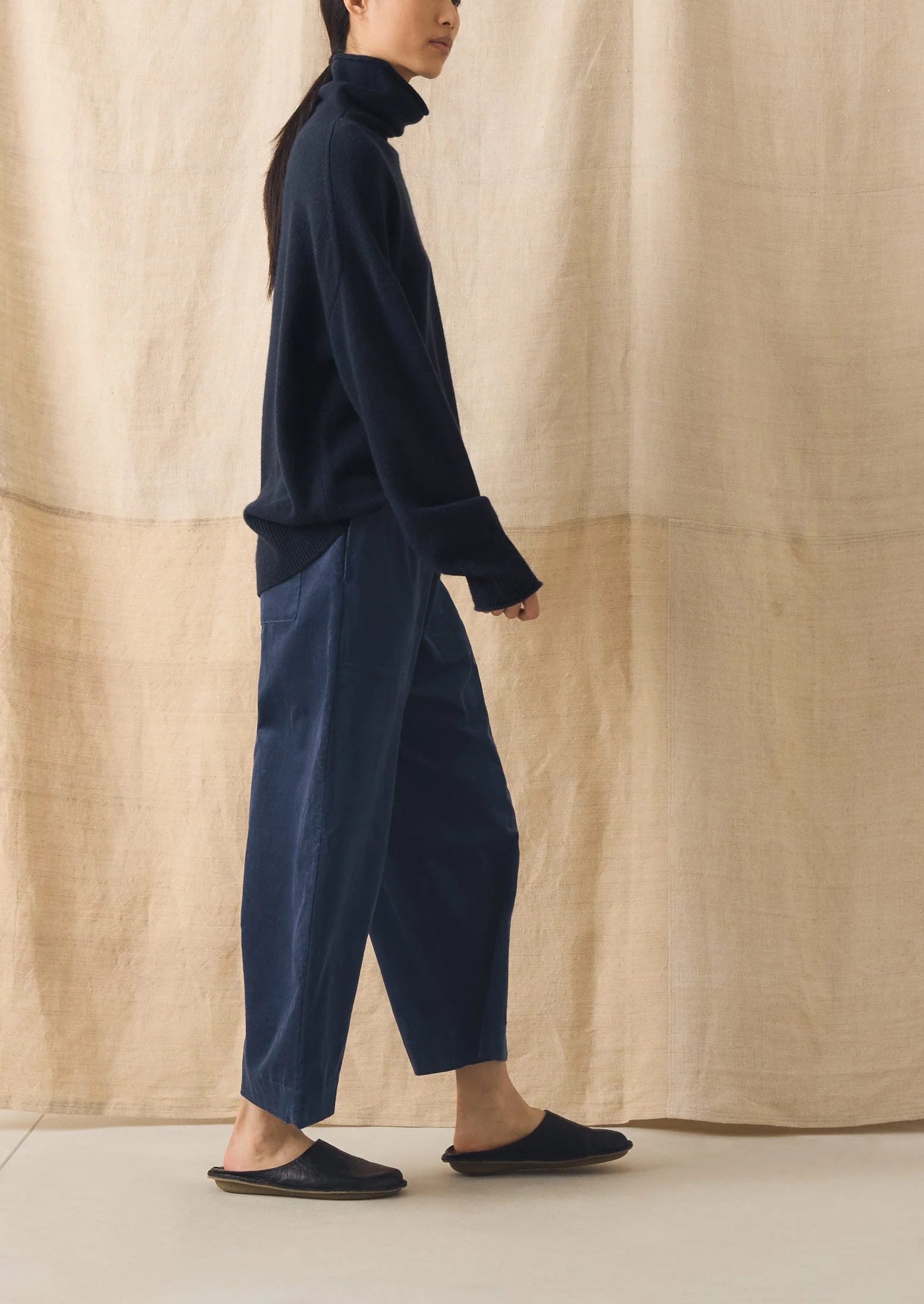 Organic Cord Barrel Leg Pants | Denim Blue - Image 4