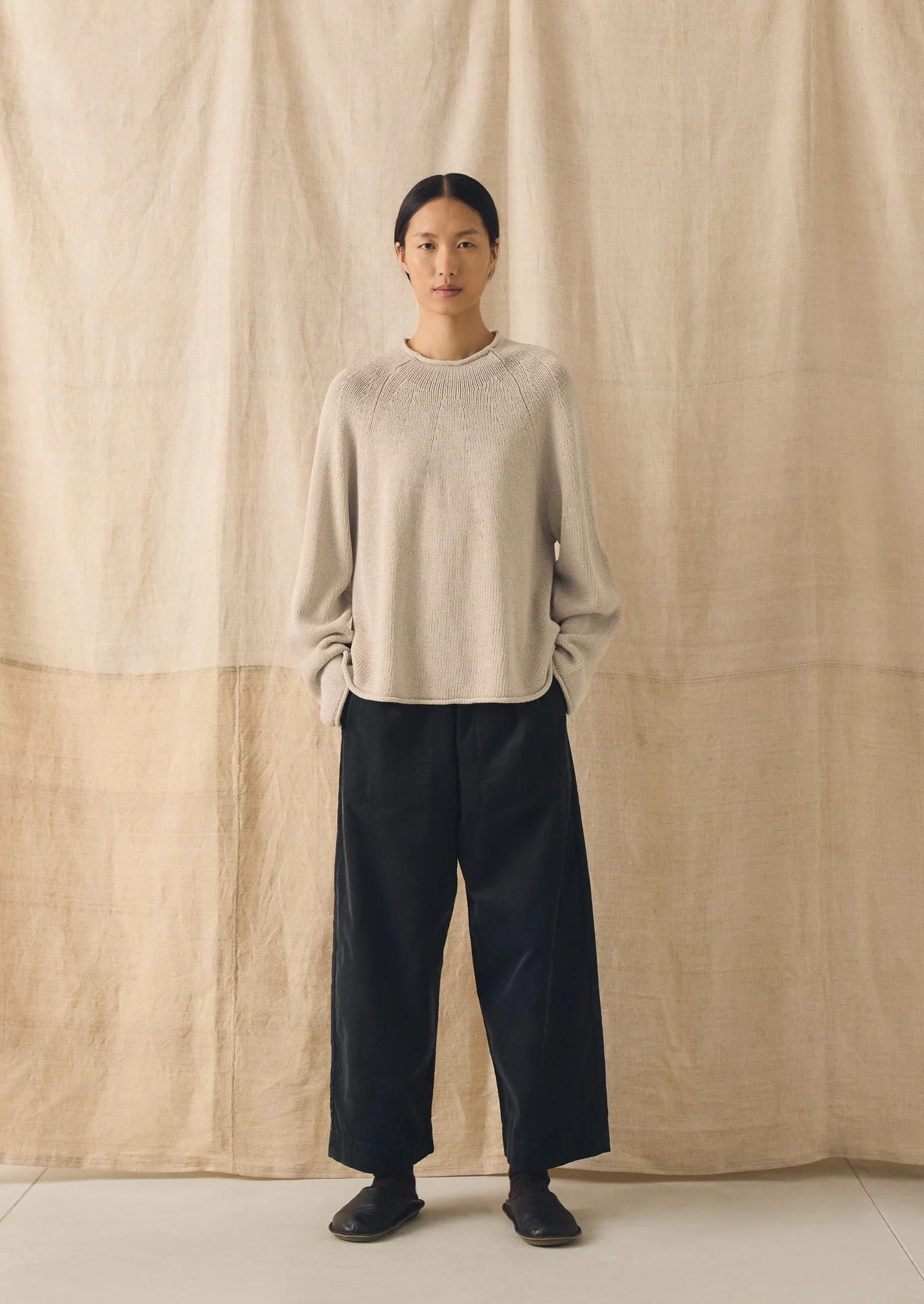 Organic Cotton Linen Easy Sweater | Parchment - Image 2