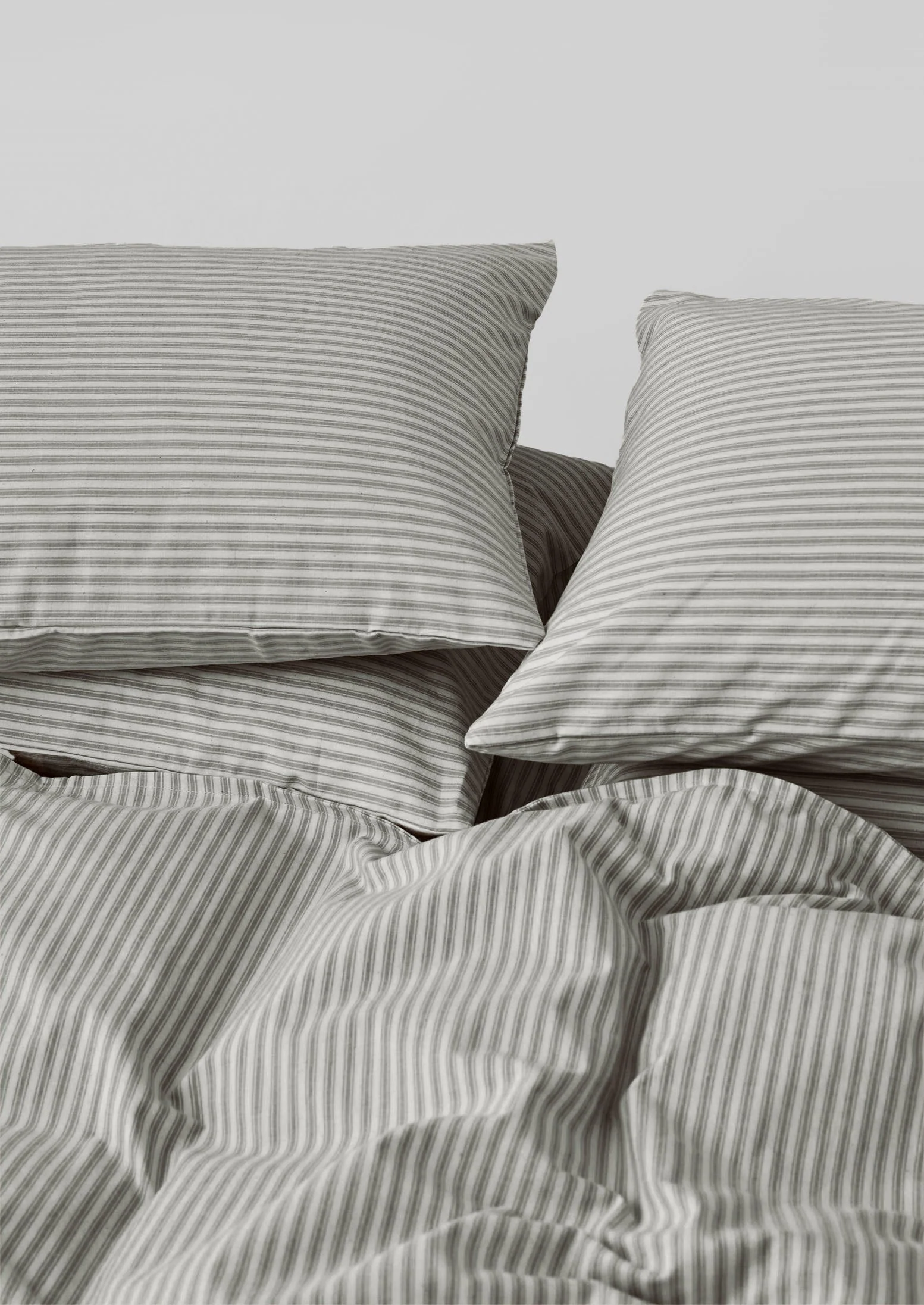 Organic Cotton Ticking Stripe Housewife Pillowcase | Ecru/Graphite - Image 2