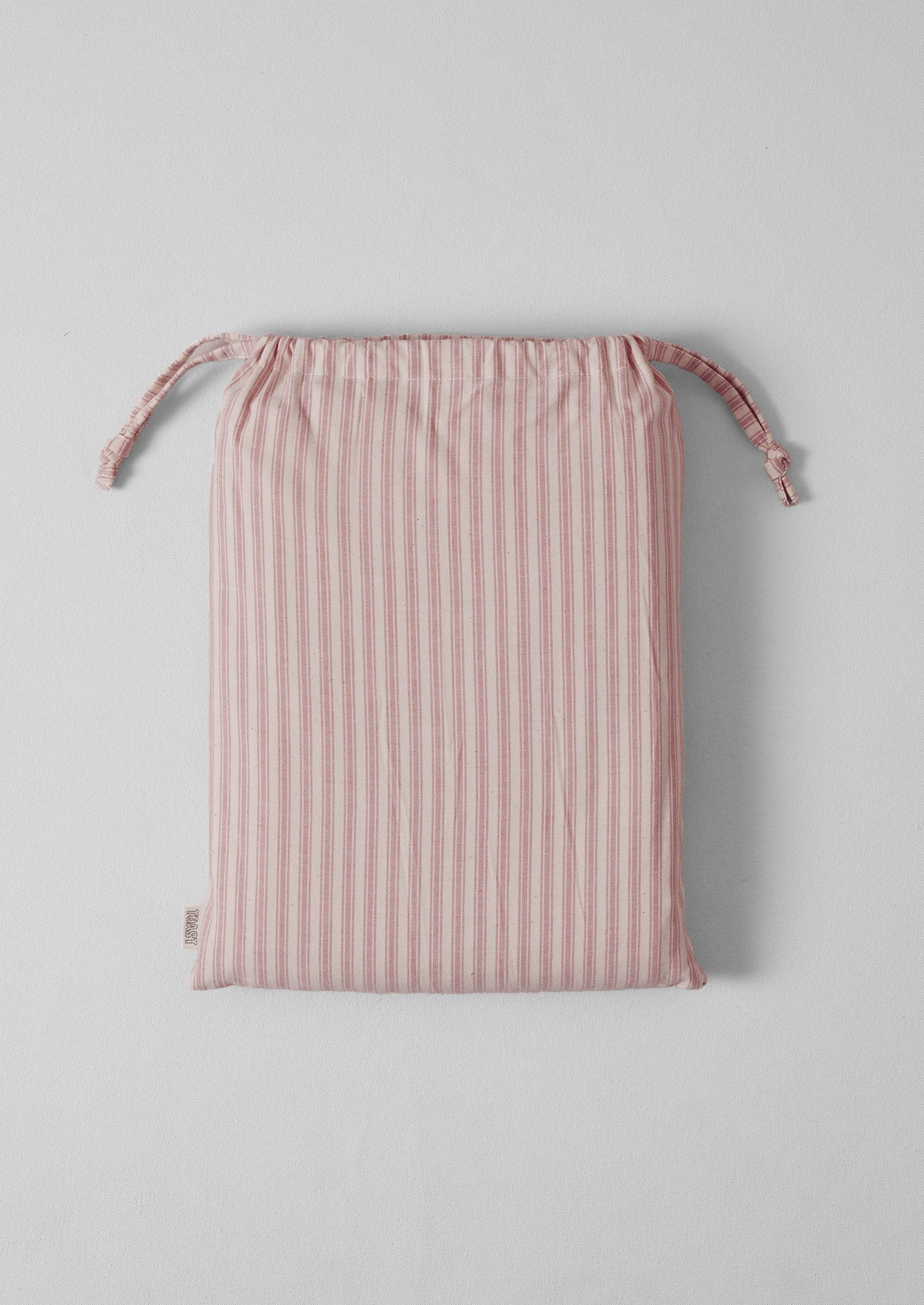 Organic Cotton Ticking Stripe Flat Sheet | Ecru/Rose - Image 2