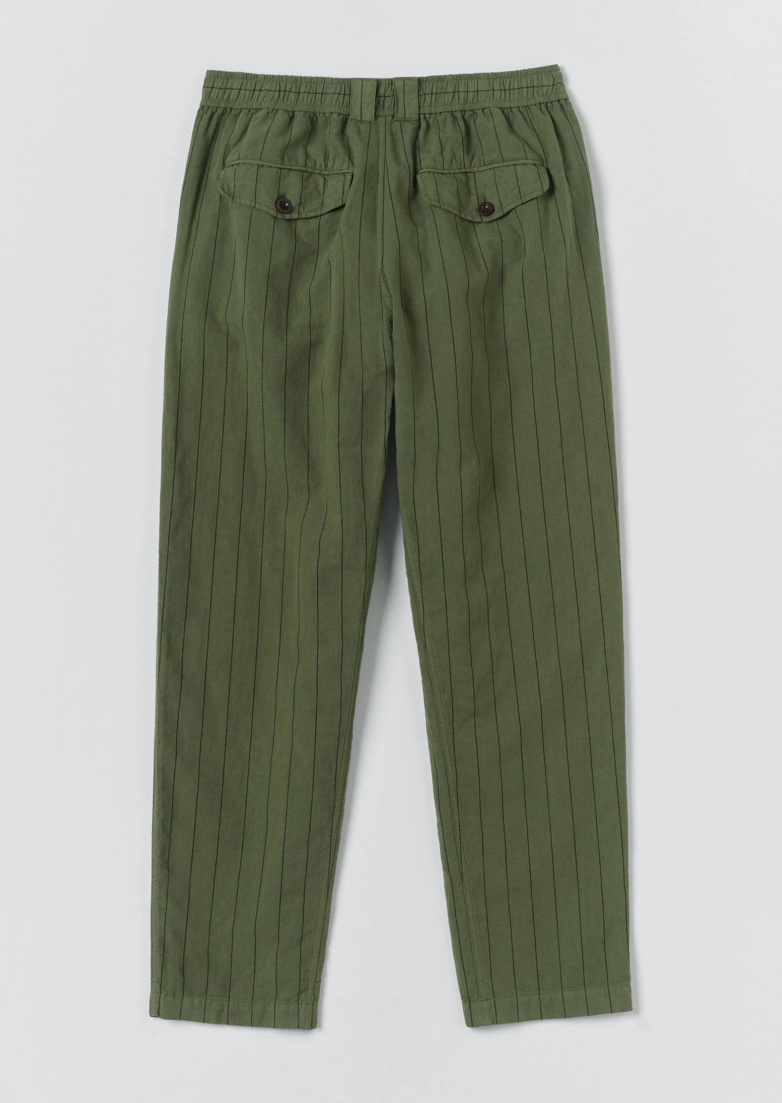 Overdyed Stripe Elasticated Cotton Linen Pants | Basil - Image 7