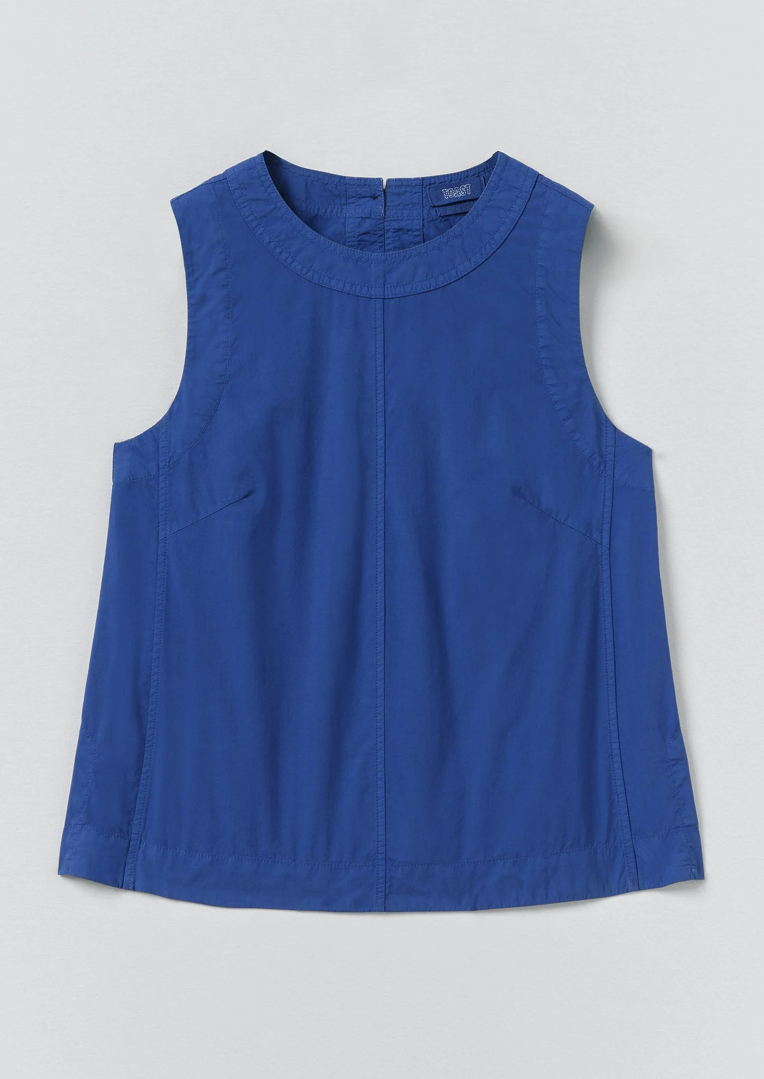 Panelled Garment Dyed Sleeveless Top | Carmine Blue