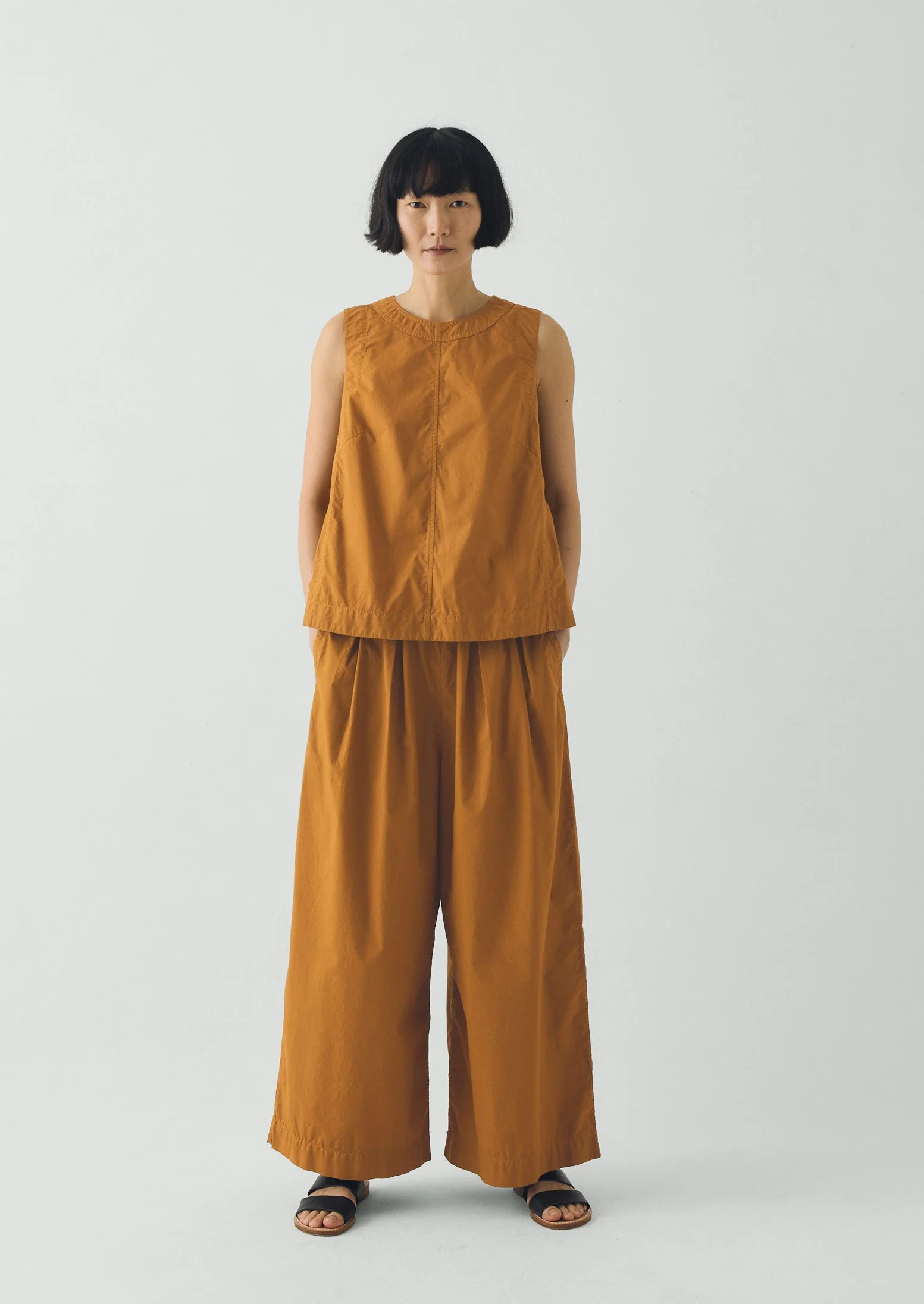 Panelled Garment Dyed Sleeveless Top | Dhal - Image 2
