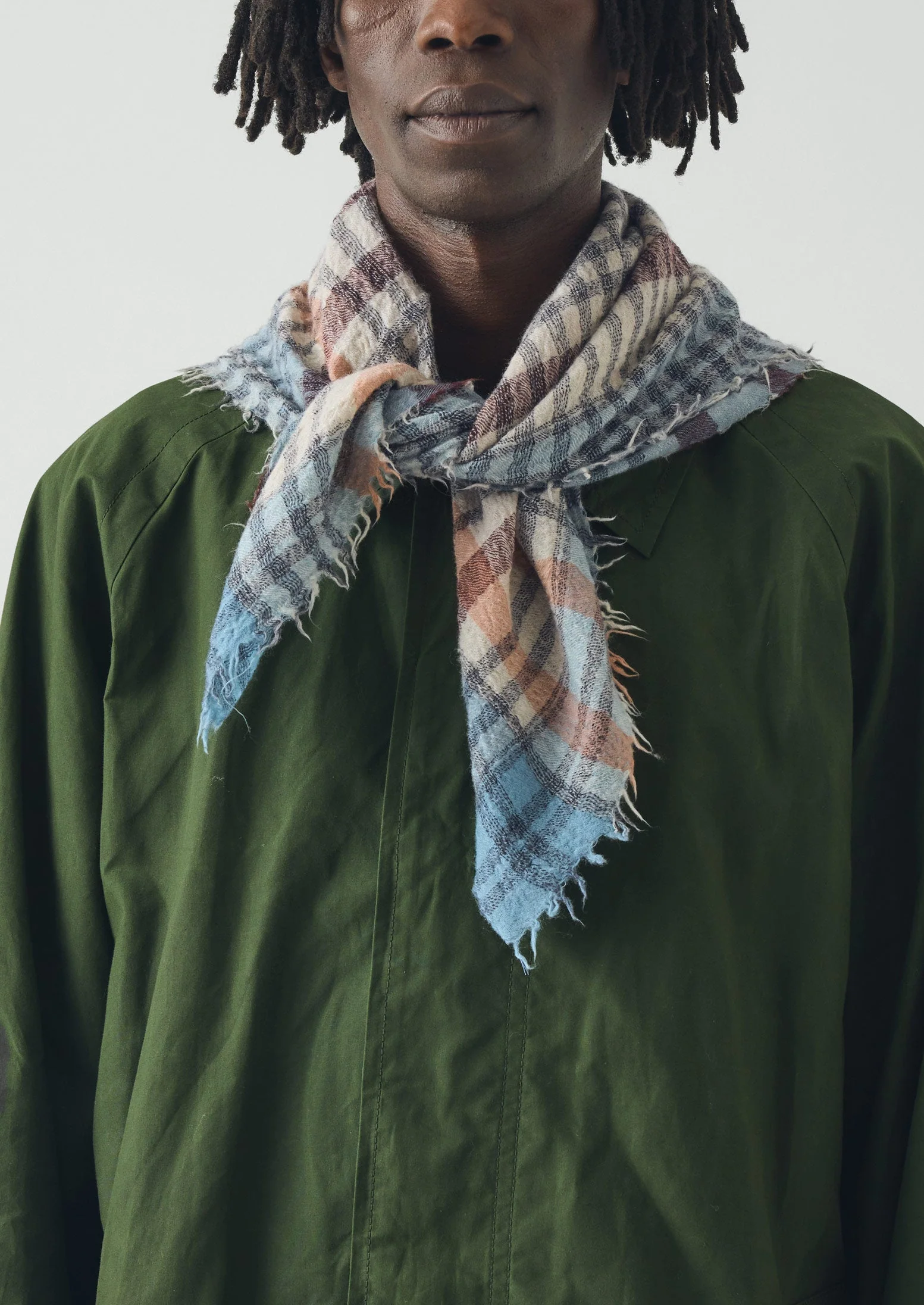 Pantry Check Boiled Wool Scarf | Pale Stone - Image 2