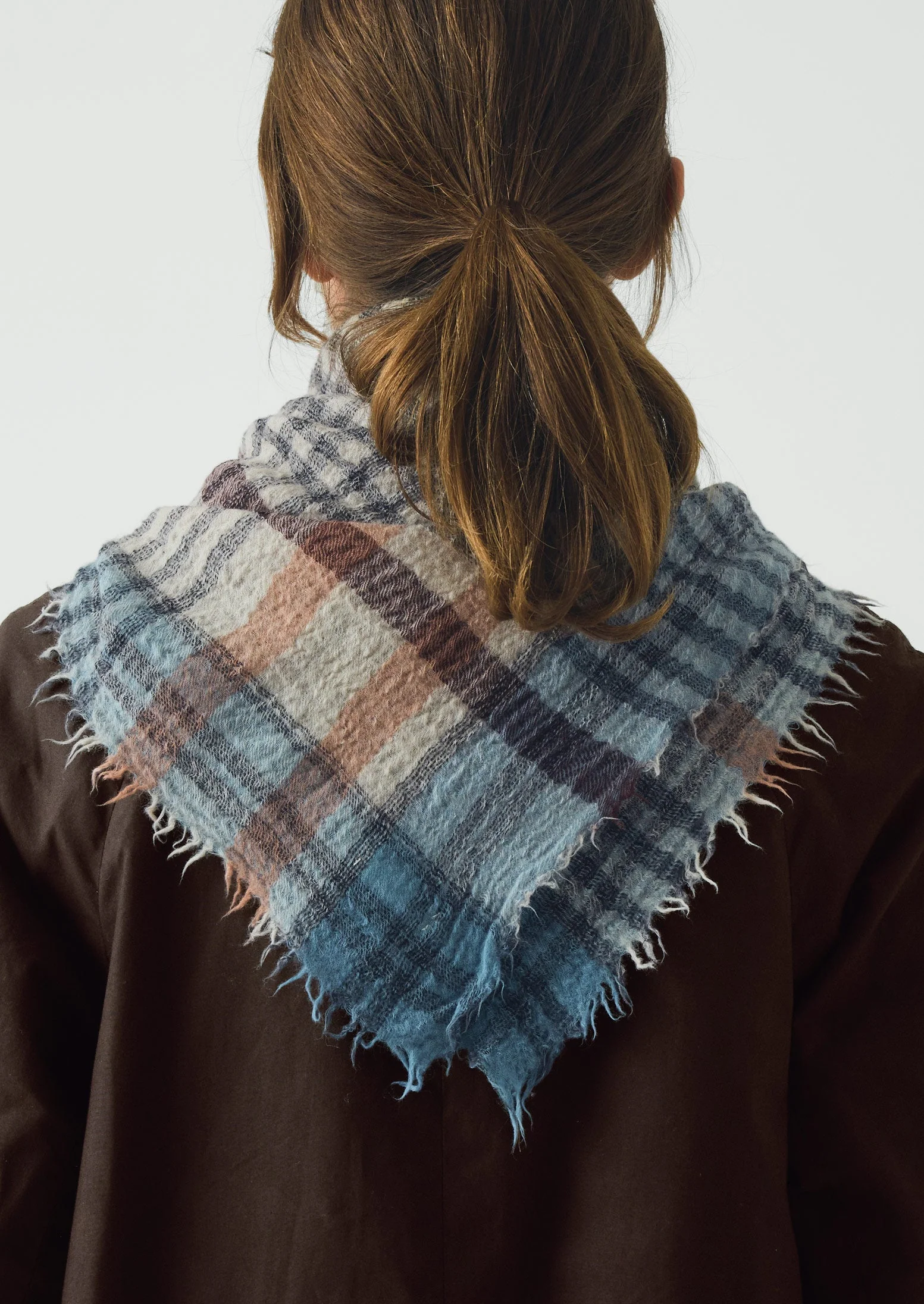 Pantry Check Boiled Wool Scarf | Pale Stone - Image 3