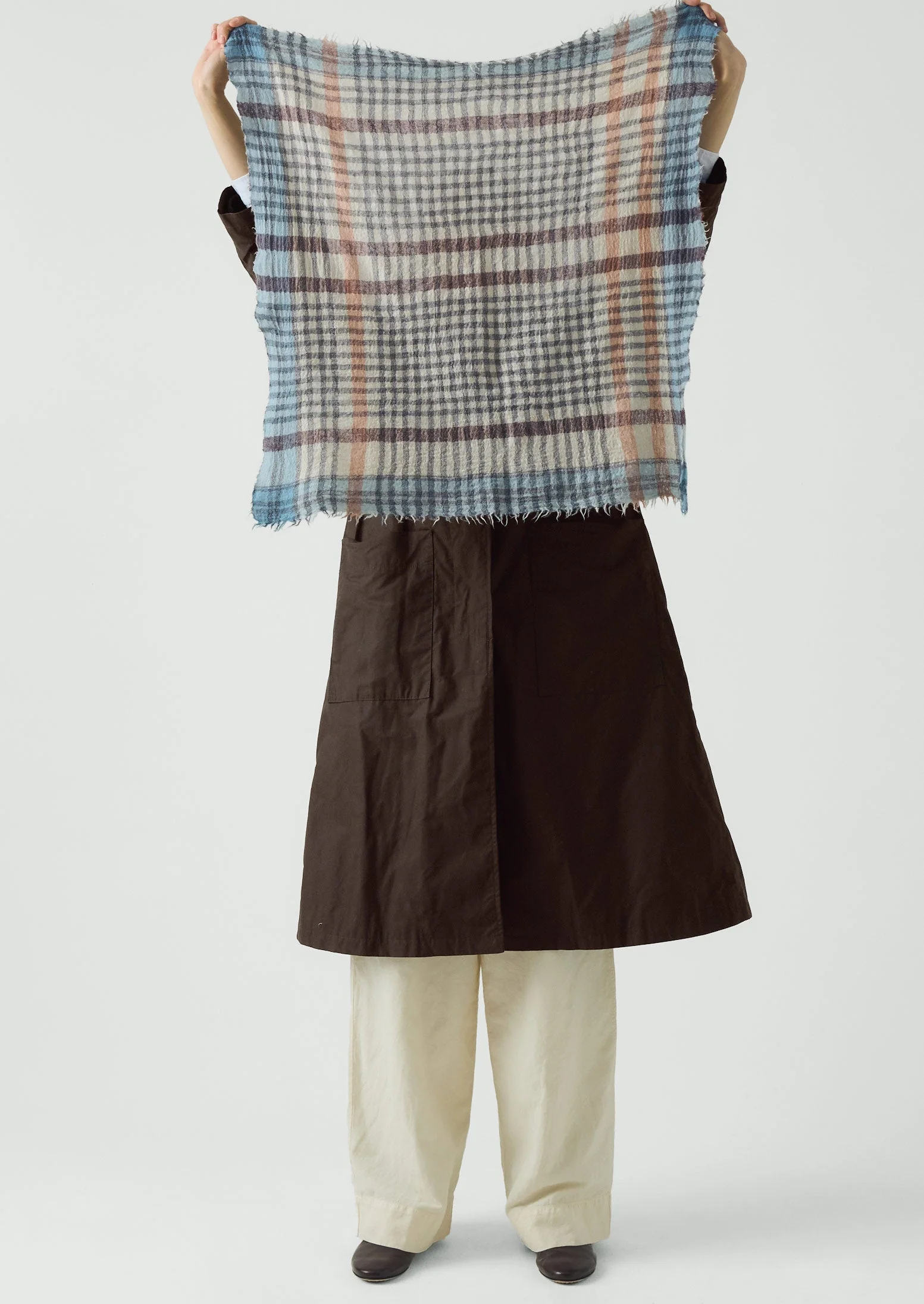Pantry Check Boiled Wool Scarf | Pale Stone - Image 4