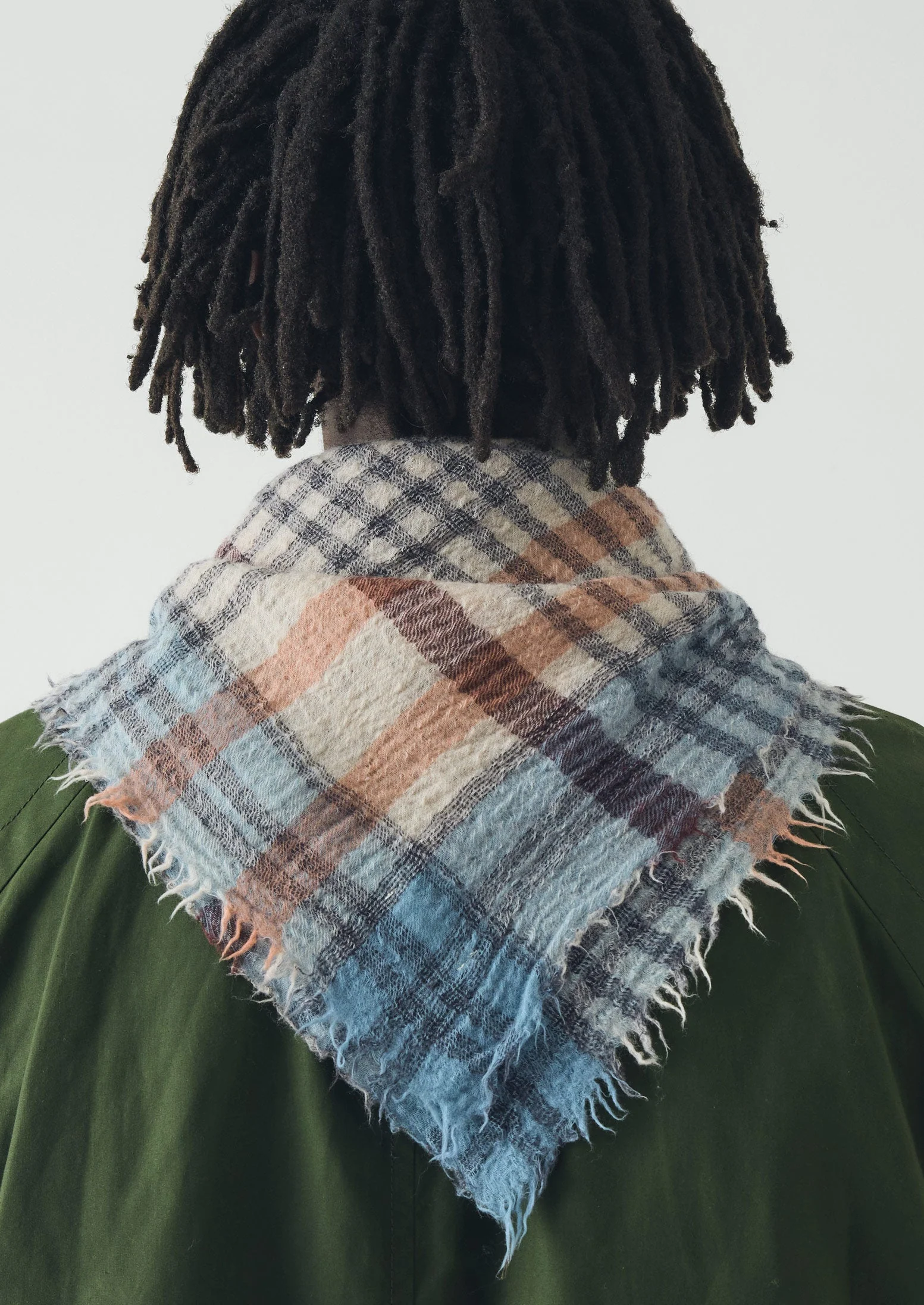 Pantry Check Boiled Wool Scarf | Pale Stone - Image 7
