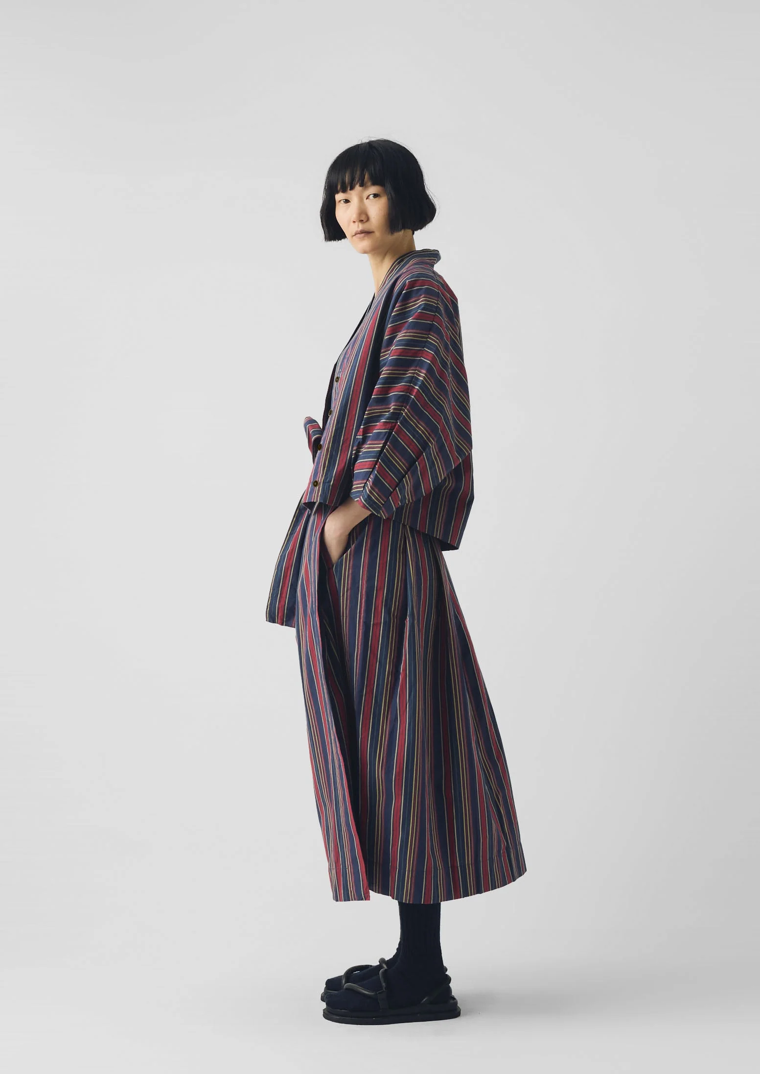 Pantry Stripe Cotton Wrap Shirt | Provencal Blue - Image 6