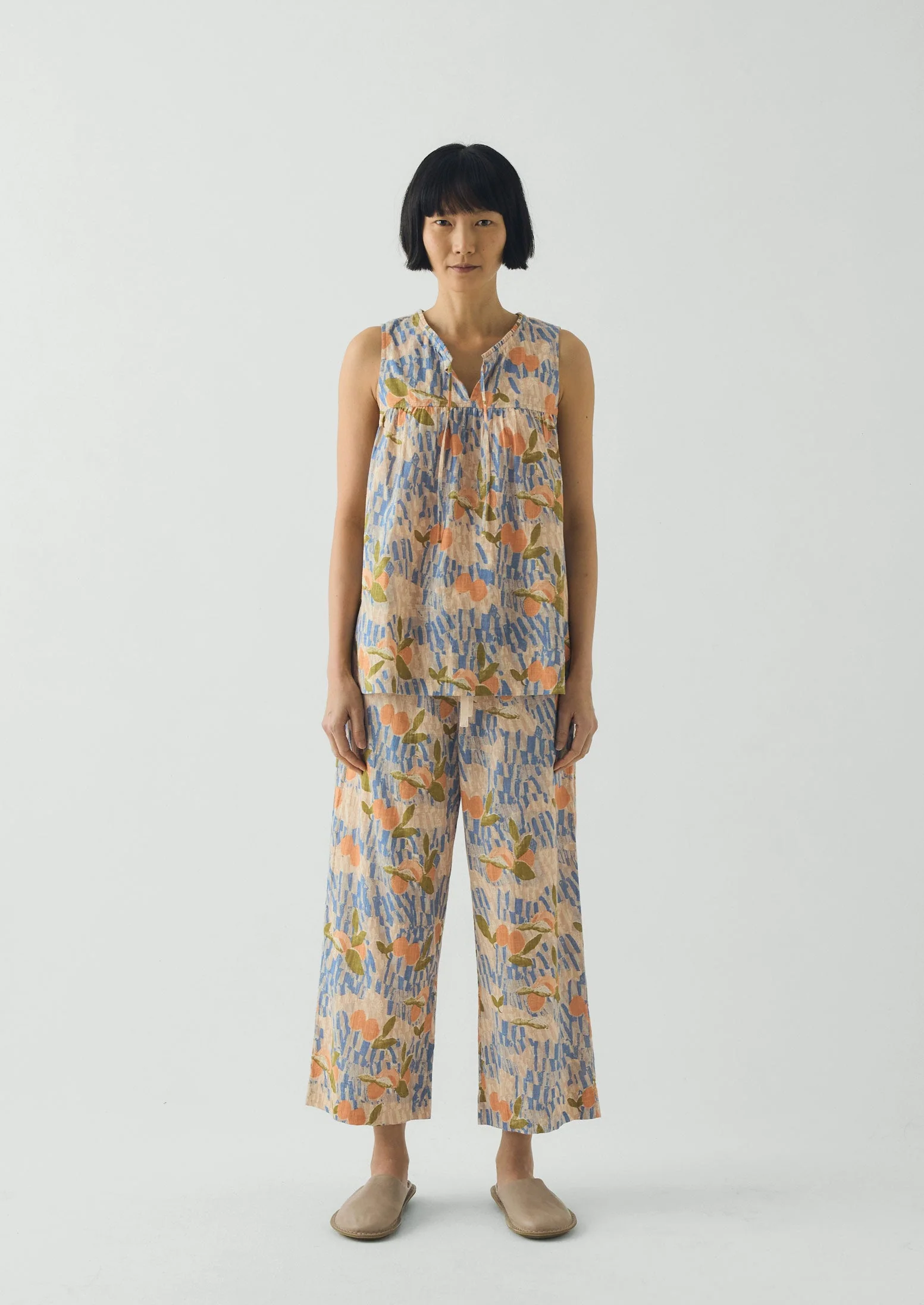 Picnic Print Cotton Pajamas | Ecru/Multi - Image 3