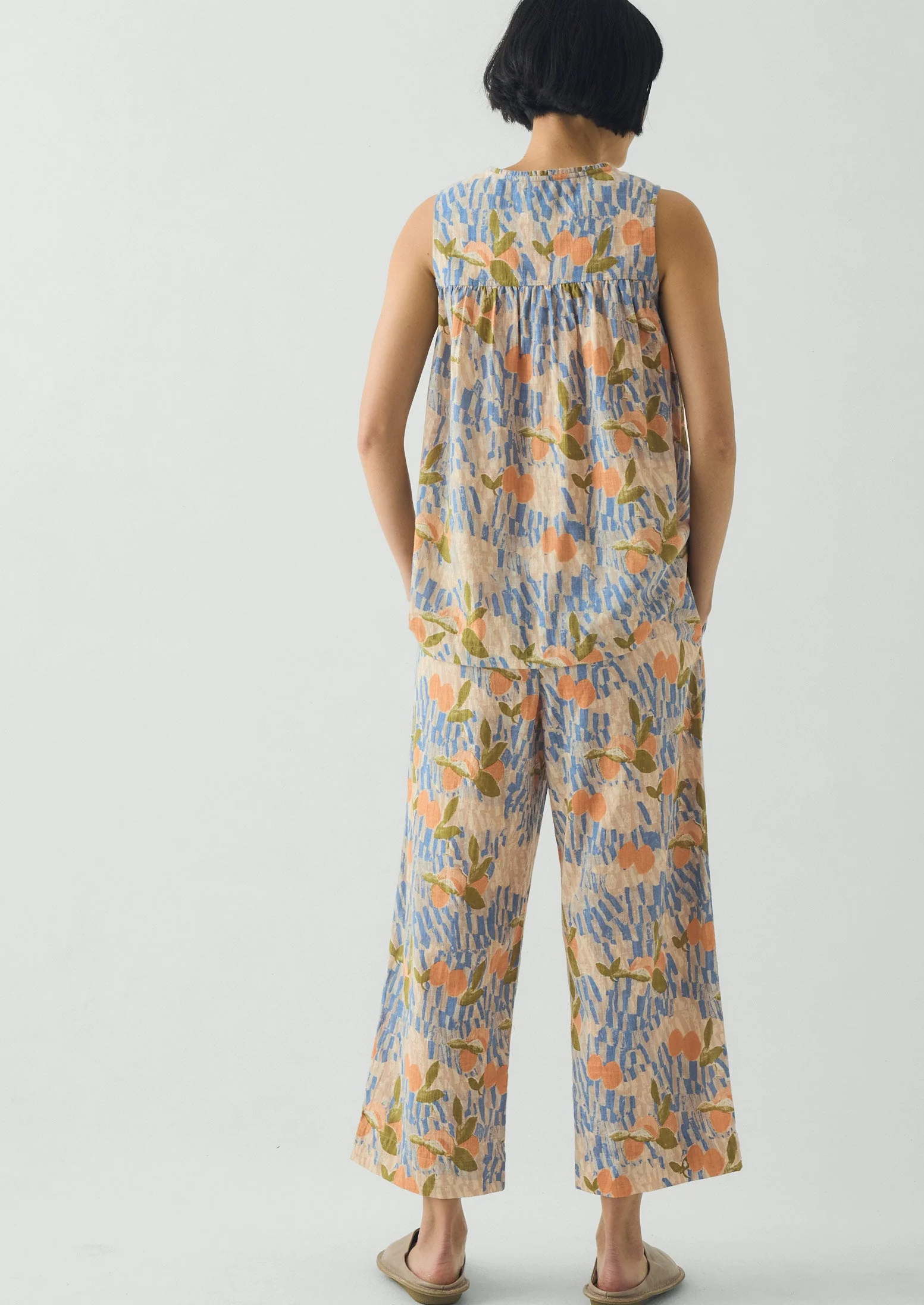 Picnic Print Cotton Pajamas | Ecru/Multi - Image 4