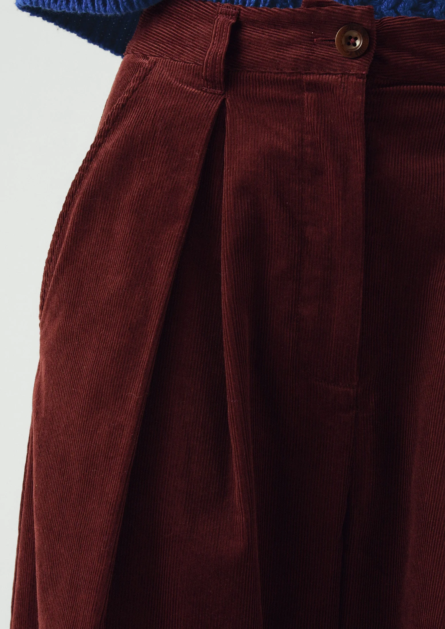 Pleat Front Organic Cord Pants | Beetroot - Image 5