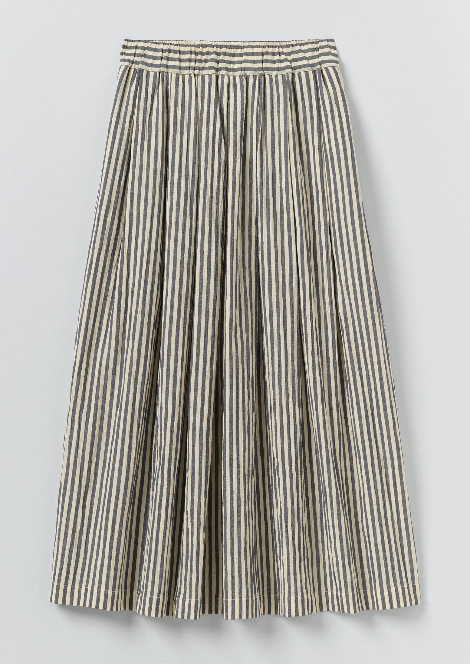 Pleated Cotton Stripe Skirt | Workshop Blue