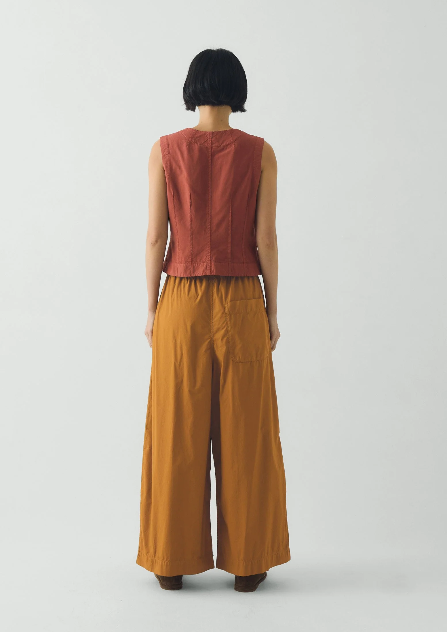 Pleated Pull On Cotton Poplin Pants | Dhal - Image 4