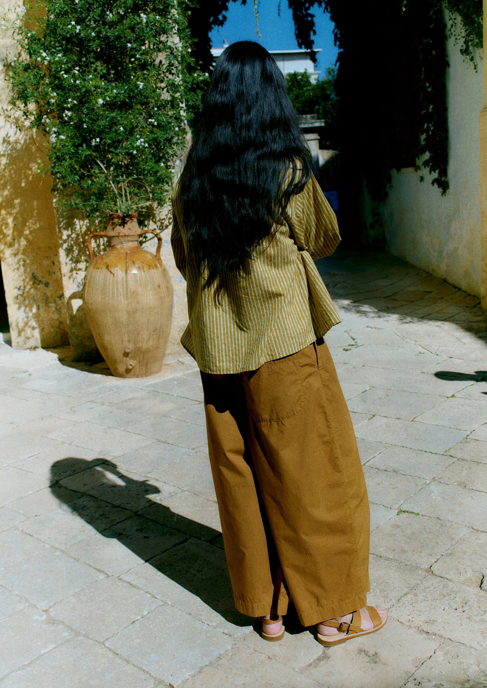 Pleated Pull On Cotton Poplin Pants | Dhal - Image 8