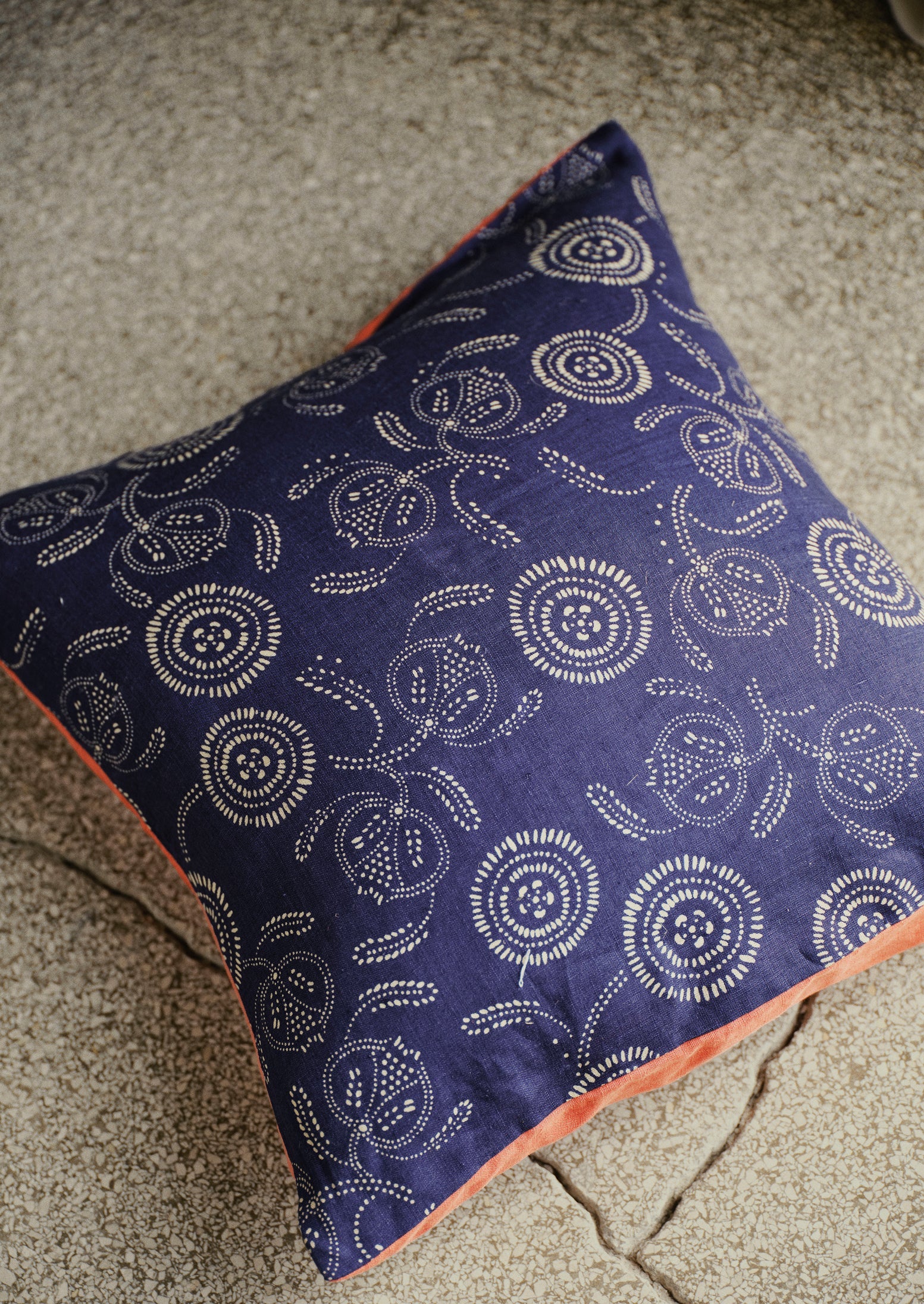 Pomegranate Print Pillow Cover | Indigo Blue/Ecru - Image 4