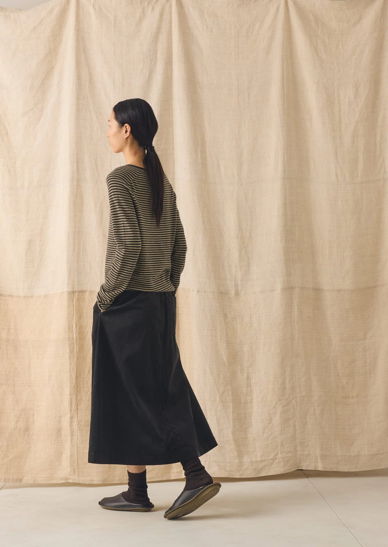 Pull On Organic Cord Skirt | Charcoal - Image 3