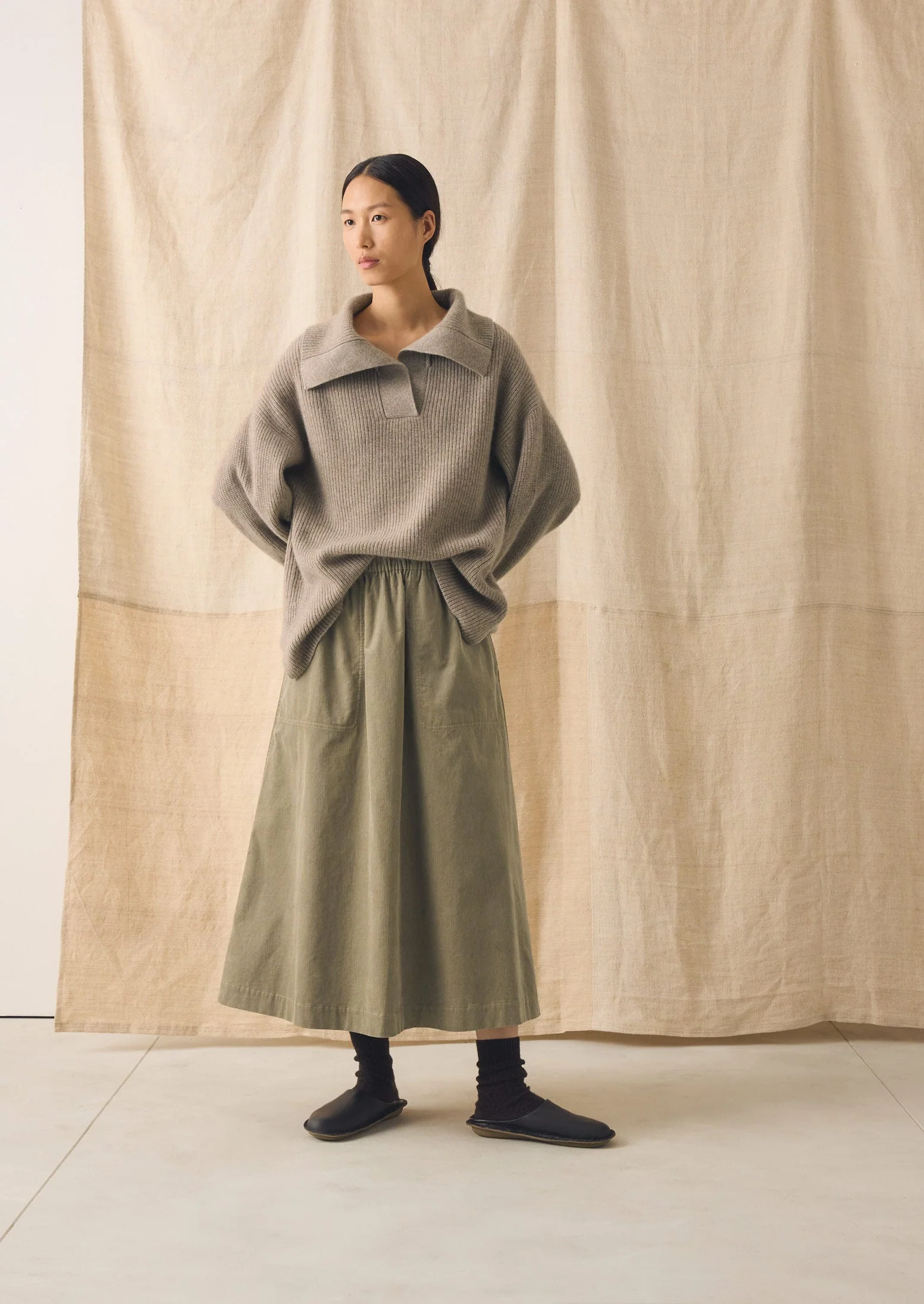 Pull On Organic Cord Skirt | Spelt - Image 2
