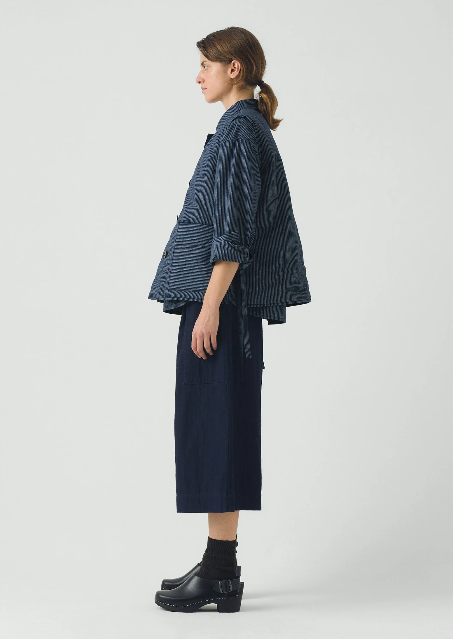 Railroad Stripe Side Tie Vest | Denim Blue - Image 6
