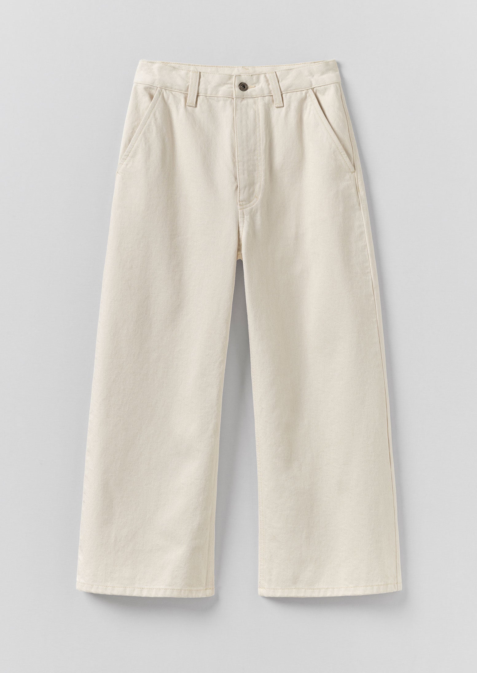 Relaxed Wide Leg Denim Pants | Ecru - Image 11