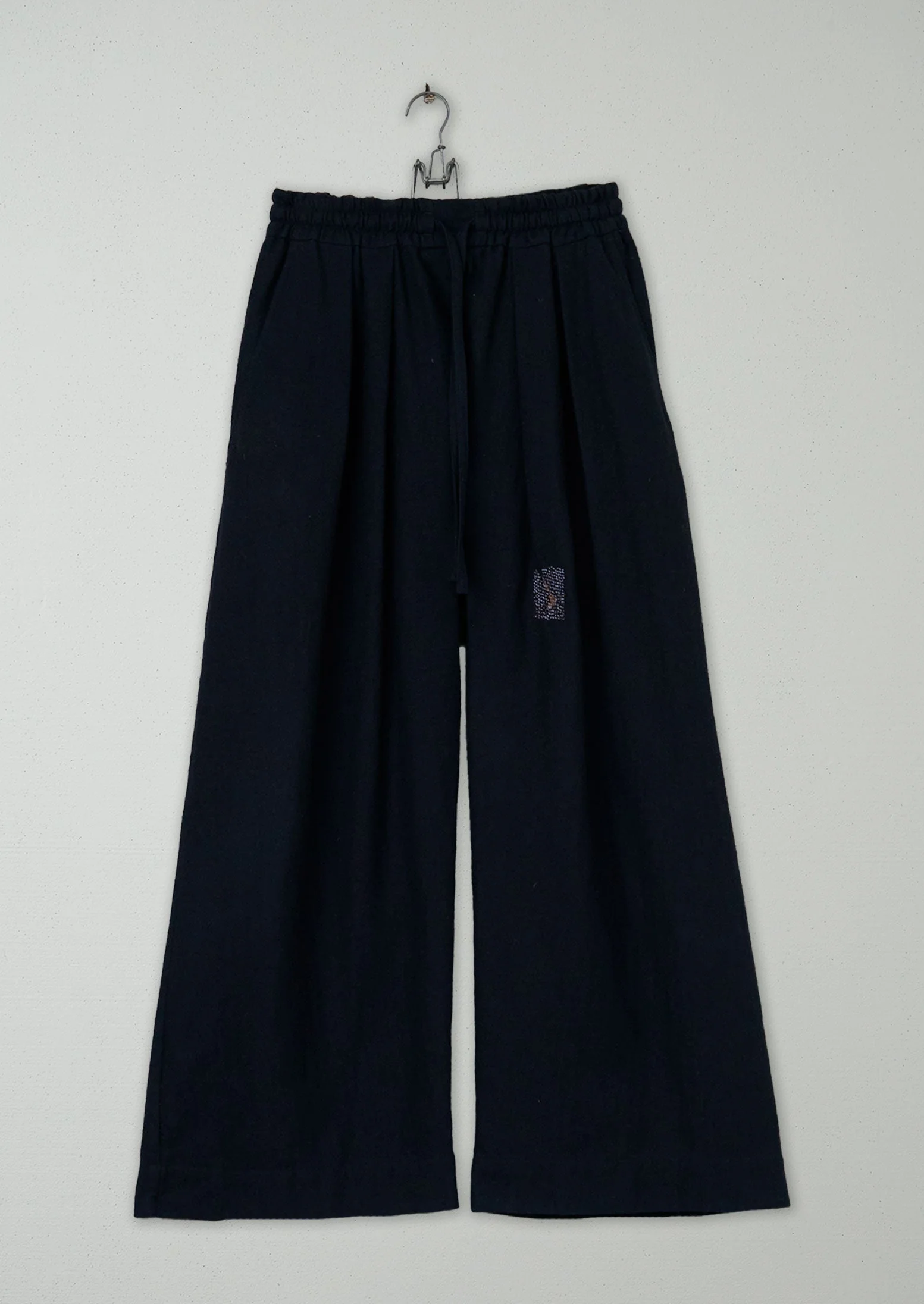 Renewed Cotton Wool Herringbone Pull on Pants Size XS (53) | Dark Navy