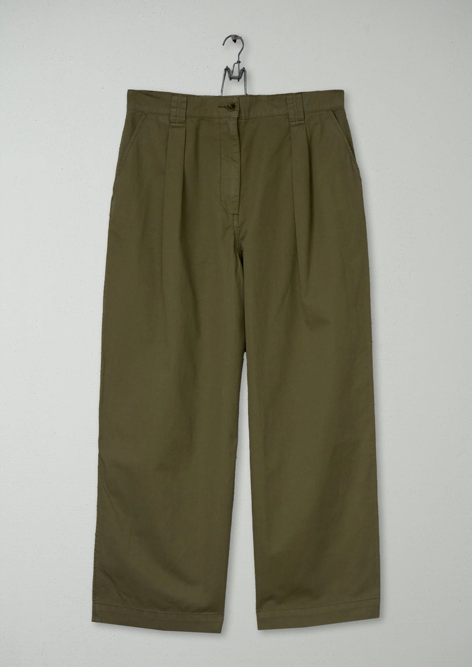 Reworn Cotton Linen Twill Pants Size 14 (1028) | Olive Leaf
