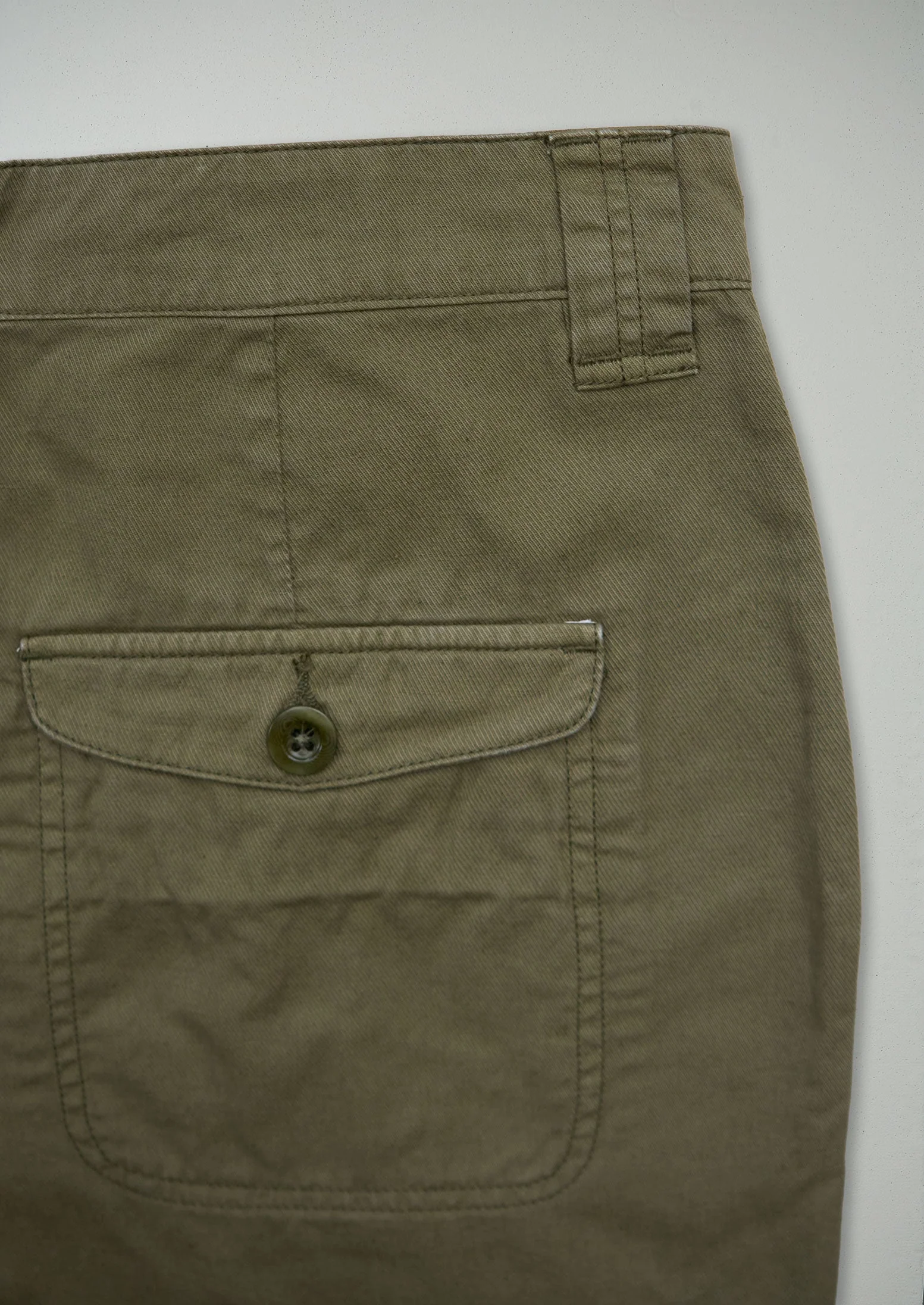 Reworn Cotton Linen Twill Pants Size 14 (1028) | Olive Leaf - Image 2